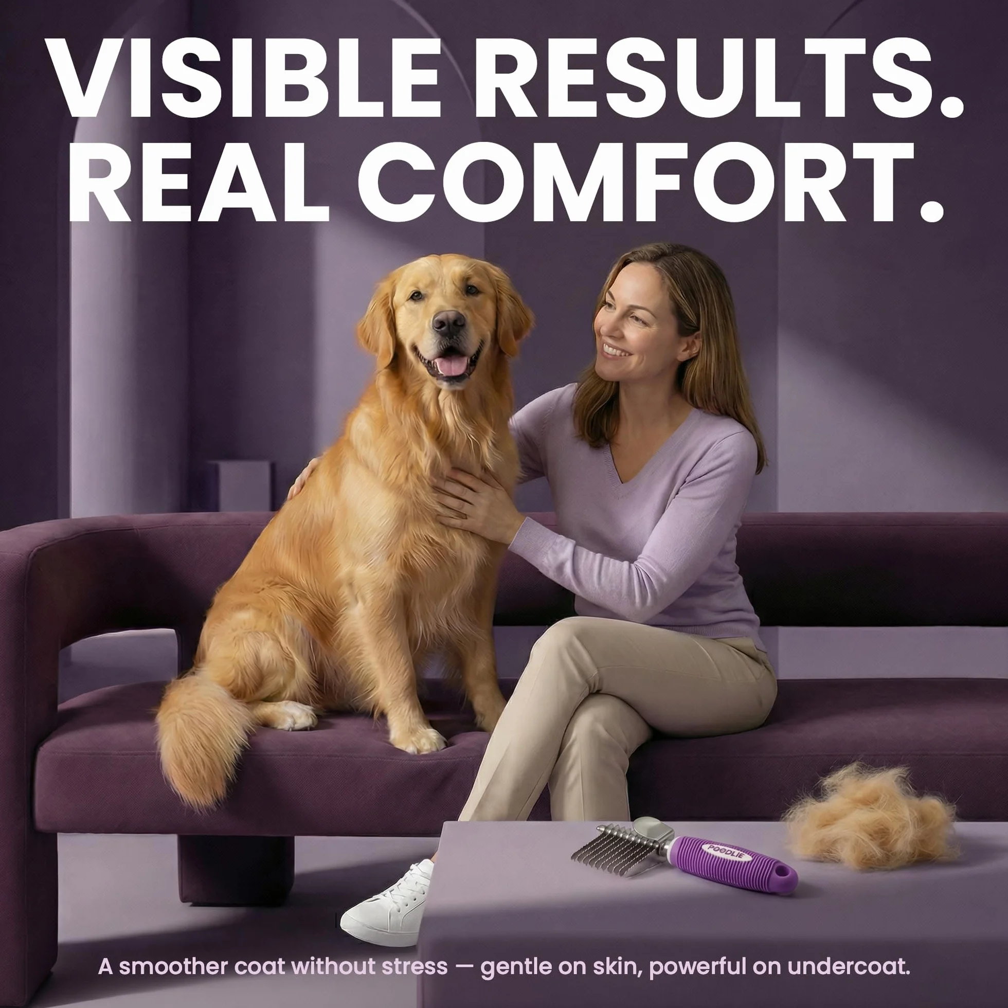 Poodle Pet - Cepillo de rastrillo para desenredar el pelo con cuchillas largas de seguridad de acero de 2.5 pulgadas para desenredar el pelo mate o anudado, accesorios de aseo seguros para perros,