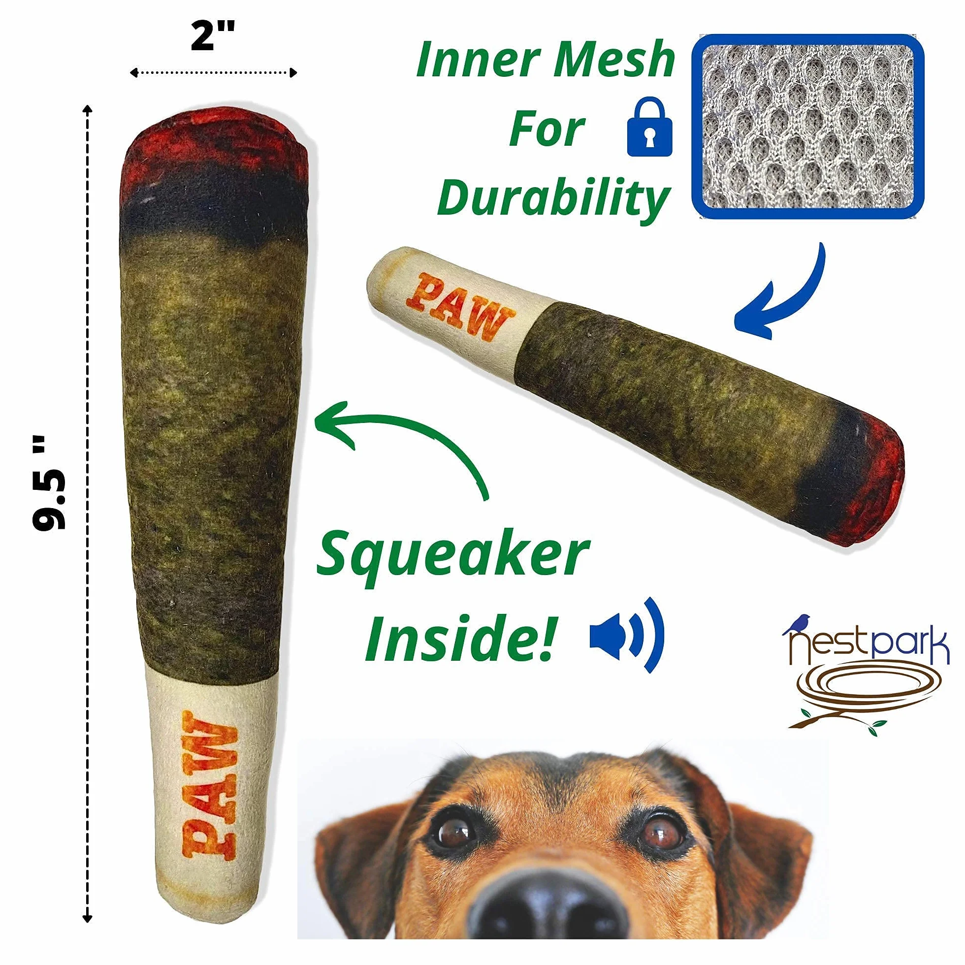 Nestpark Doggy Doobie - Juguetes divertidos para perros - Juguetes chirriantes de peluche para tamaño mediano, pequeño y grande - Regalos lindos de peluche para cumpleaños de perro