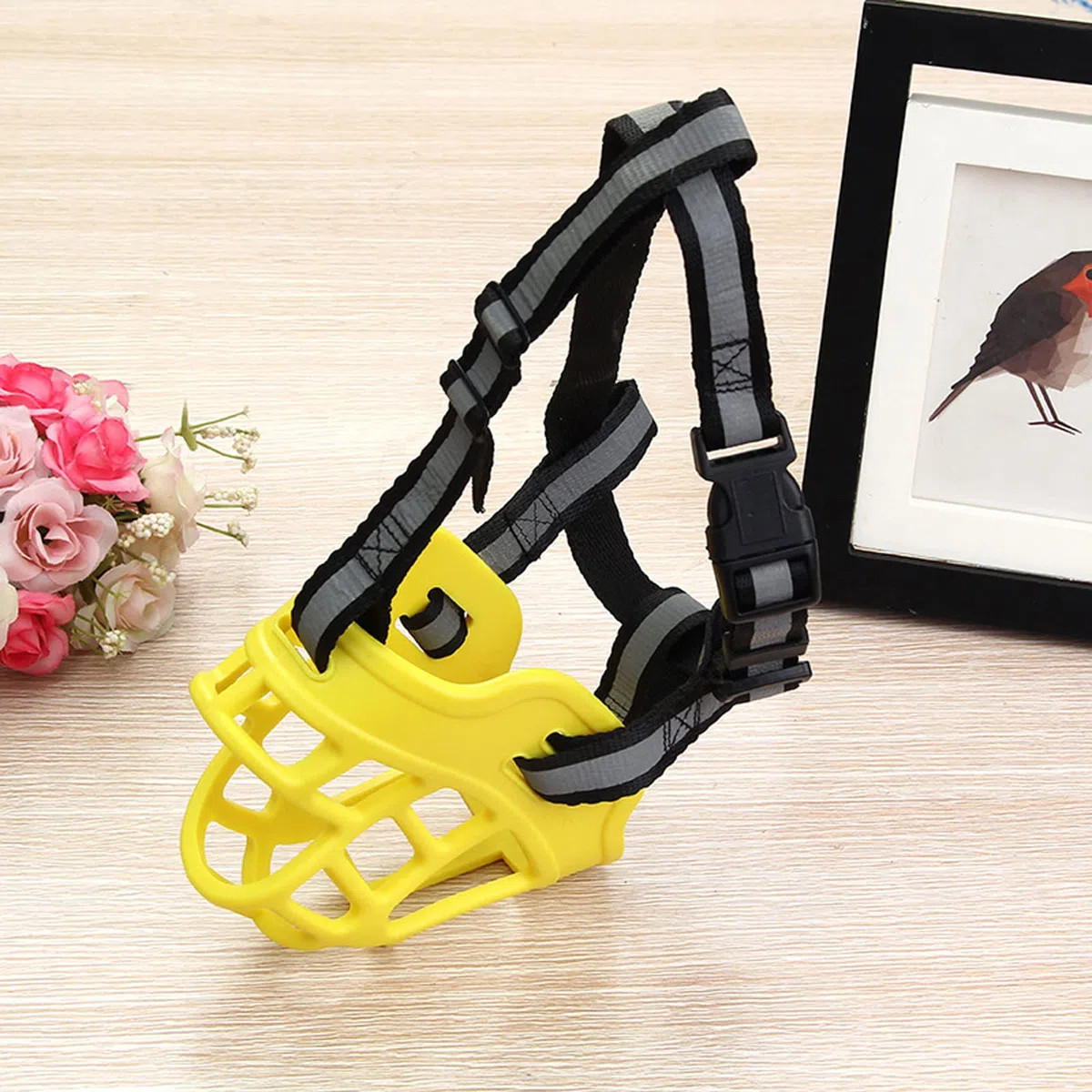 Bozal De para Perros,Bozal De Silicona Suave para Perros, Bucle De Nailon Ajustable,Evita Morder Masticar Y Ladrar,para Perros,para Perros Grandes, Medianos Y PequeñOs.-Yellow||XS