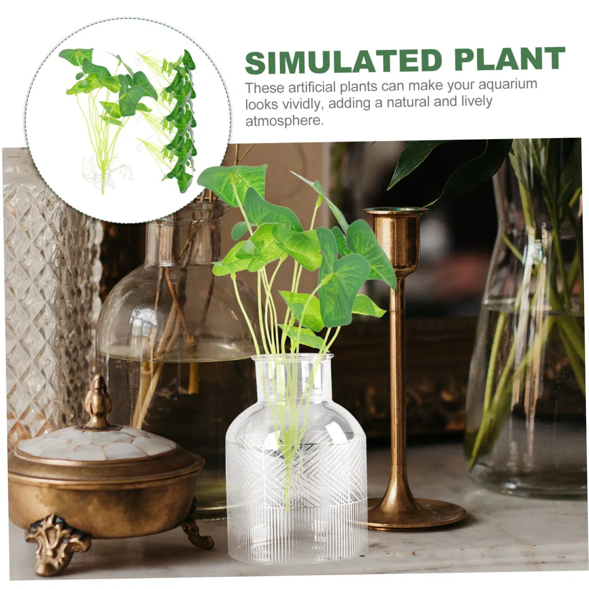 NOLITOY 20piezas Acuáticas Artificiales para Decoración De Ornamentación De Césped De Agua Simulado Adorno Lifelike para Peceras y Decoración De Escritorio