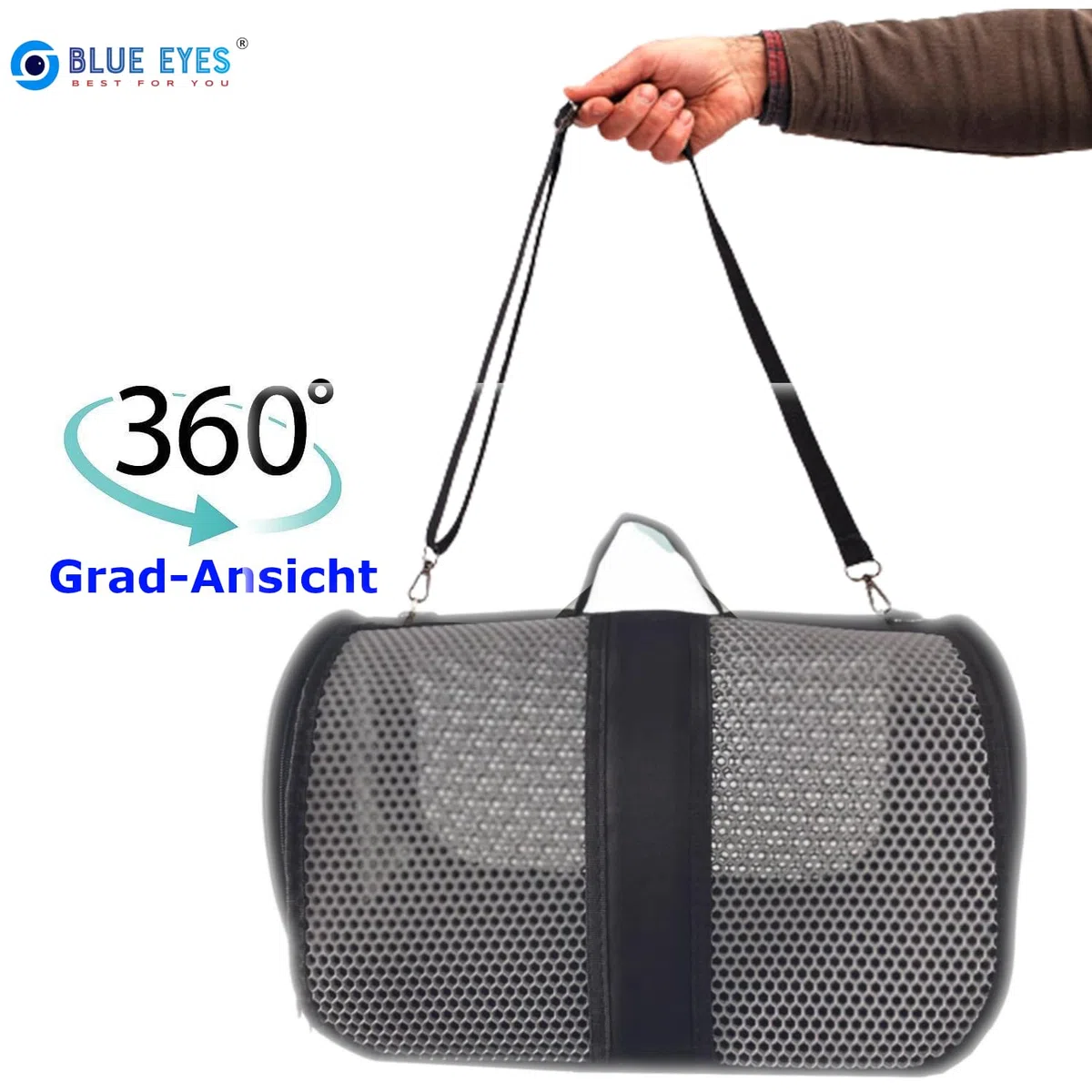 Blue Eyes Transportín para gatos y perros, plegable, transparente, bolsa de transporte para mascotas en avión para mascotas, medianos y pequeños, hasta 6,5 kg (panal)