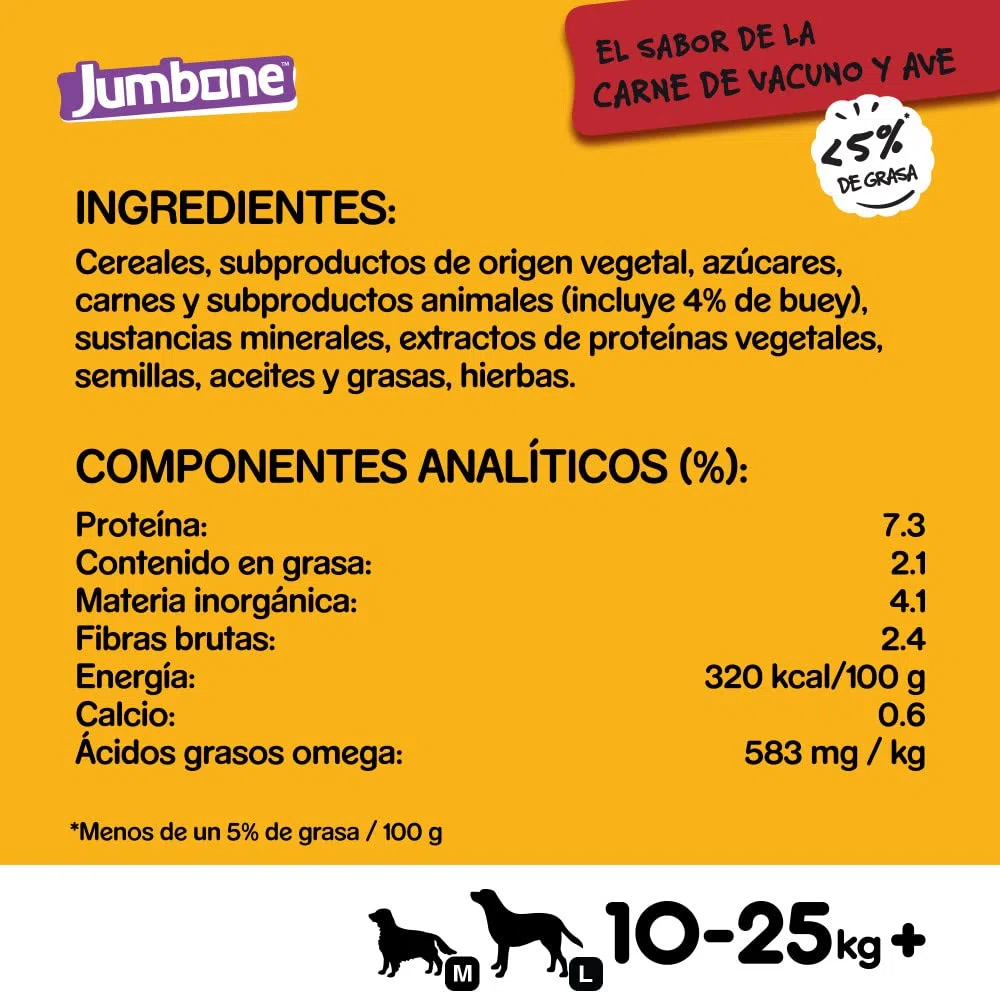 Pedigree Jumbone Huesos para Perros sabor Vacuno y Ave (Pack de 12 x 2ud)