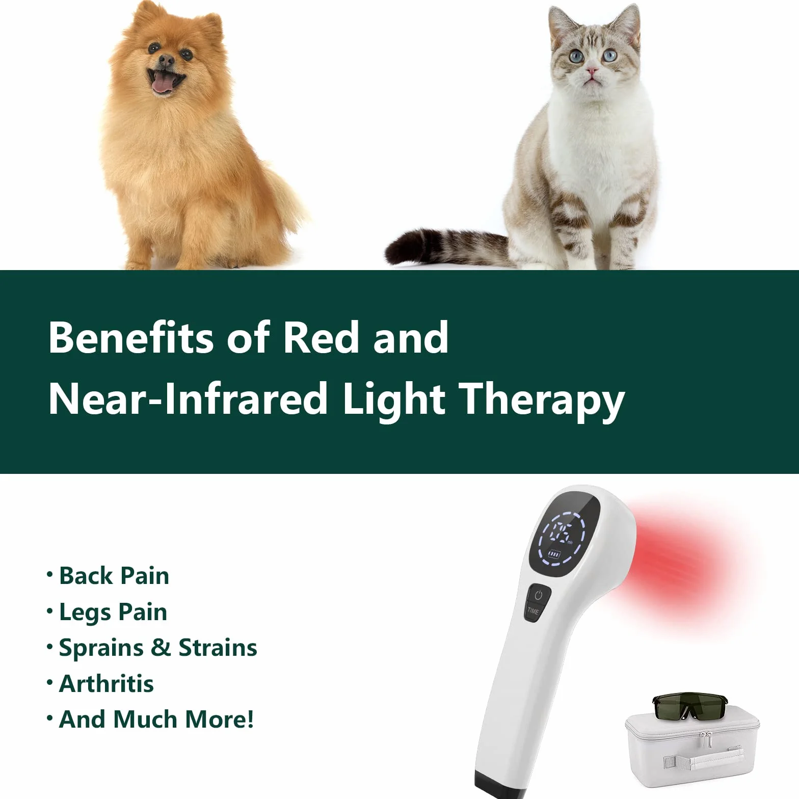 iKeener Dispositivo Terapia Mascotas/Veterinarios,Terapia Láser Aliviar Dolor Articulaciones Musculares,Portátil Terapia Luz Roja,Longitud Onda 650nm,808nm,para Perros,Gatos,Caballos Otros (Blanco)
