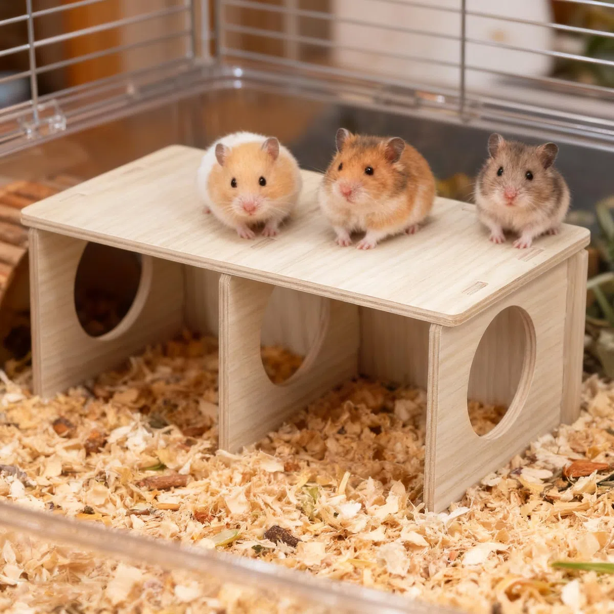 Casa de Madera para Hámsters y Roedores Refugio Resistente y Seguro para Dormir y Esconderse Juguete Mordedor Multiuso para Mascotas Pequeñas