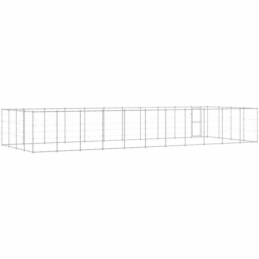 Perrera para perros de acero galvanizado, 43,56 m², resistente a la intemperie, con puerta cerrable, rejilla resistente para perros, cachorros, jardín, protección, seguridad, entrenamiento