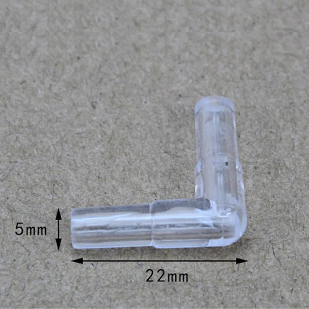 Conector de tubo para peces de acuario, Accesorio for bomba de aire de pecera, ángulo recto de 5 mm, conector de manguera de plástico transparente de 90 grados, distribuidor de accesorios de manguera.