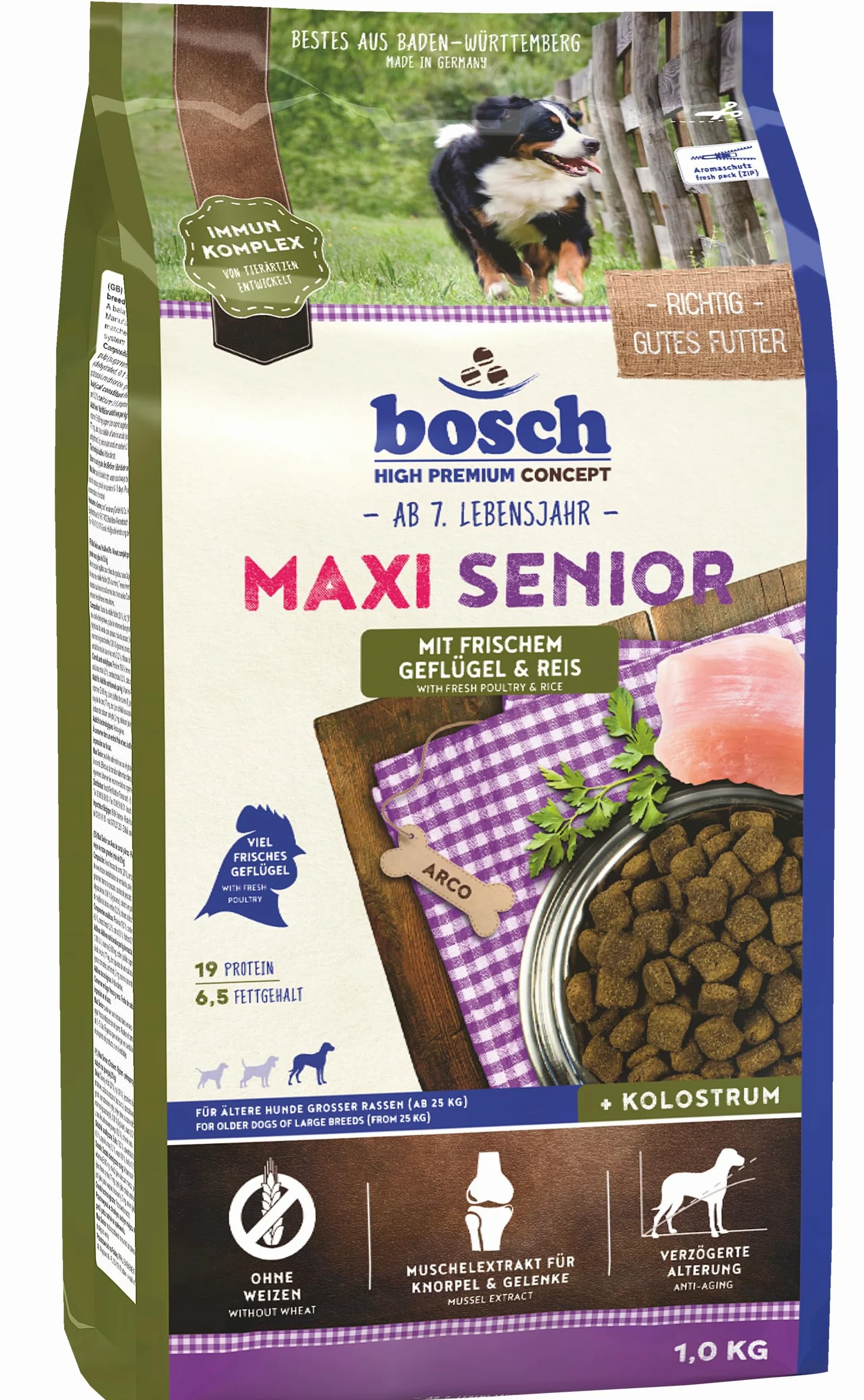 bosch HPC Maxi Senior con ave fresca y arroz | Alimento seco para perros mayores de razas grandes (a partir de 25 kg) | 1 x 12,5 kg