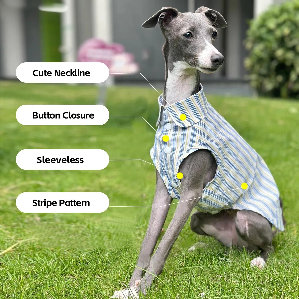 Camiseta De Perro Camisas Clásicas De Rayas para Pequeños Perros Grandes Grandes Perros Transpirables Ropa De Camiseta con Botón ¡Lindos Trajes De Verano para Italiano Greyhound Whippet