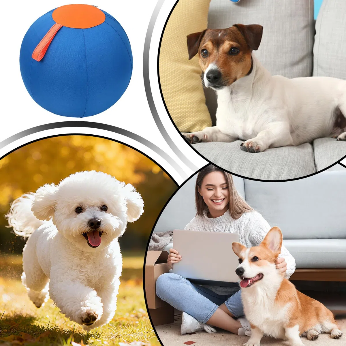 Pelota de pastoreo para perros Mordedor inflable para cachorros | Juguete Interactivo para Perros para Jardín Finca Parque Amantes de Mascotas Entrenadores Piso Oficina Salón Dormitorio