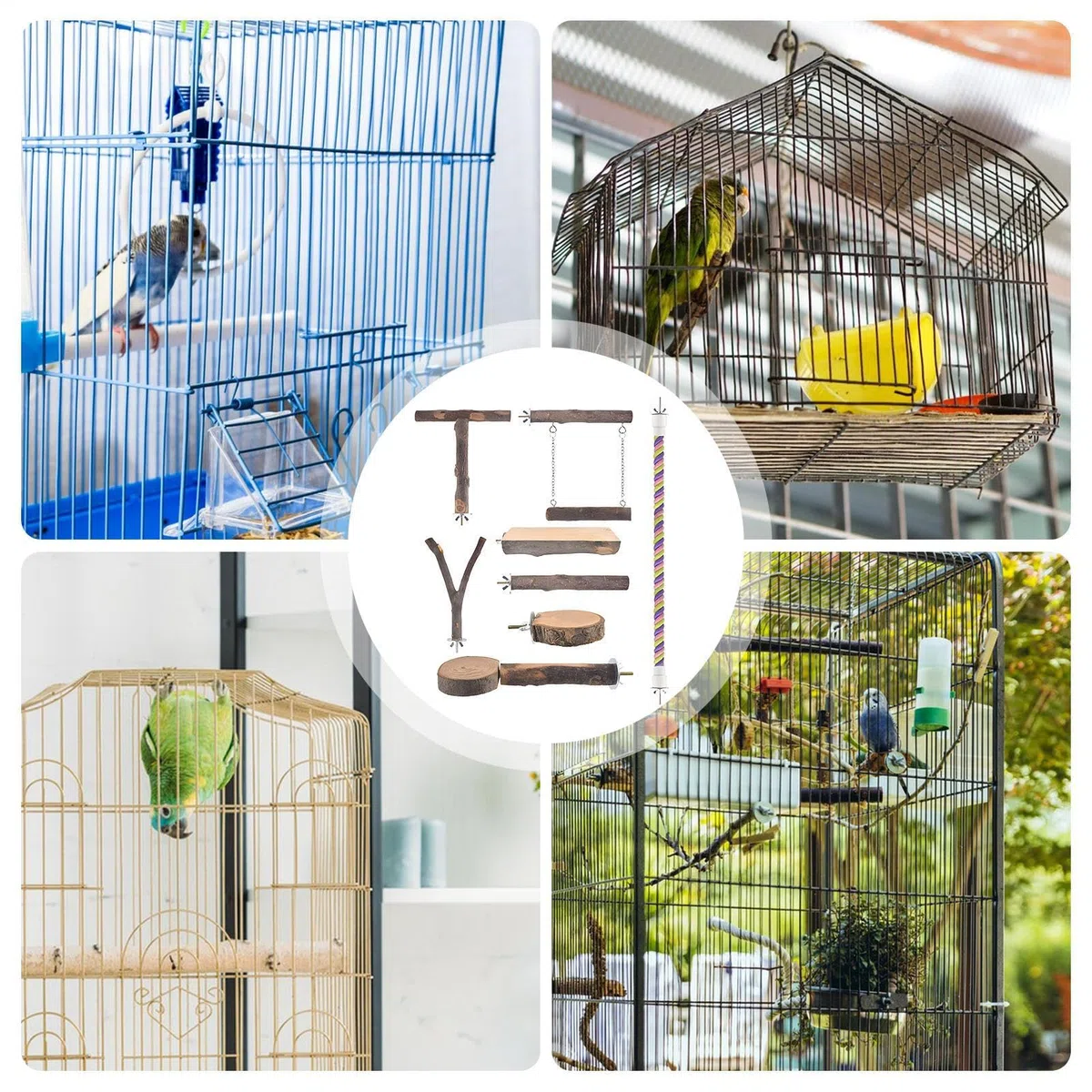 Percha para pájaros, juego de 8 piezas de antideslizante para ejercicio