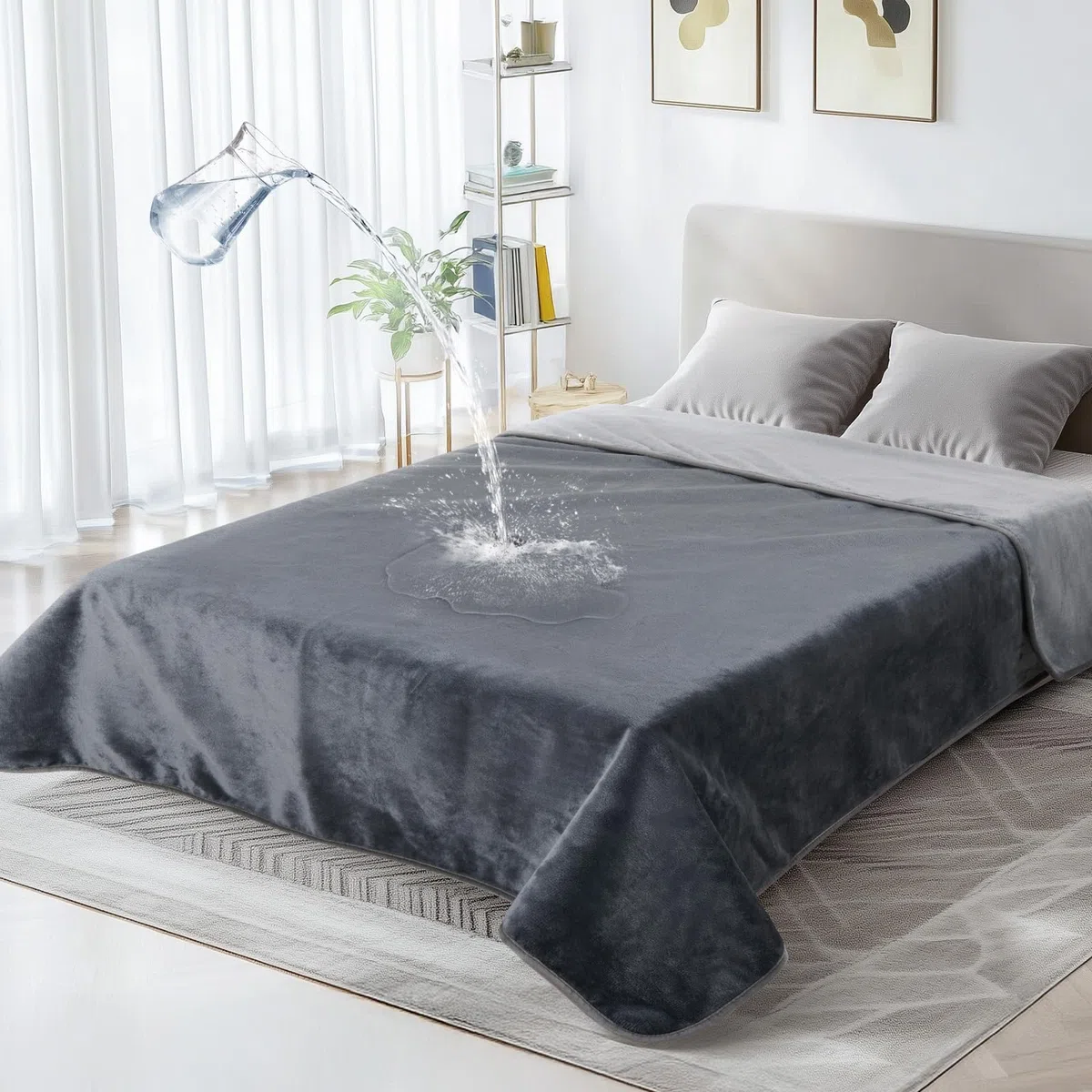 PICK FOR LIFE Manta impermeable para el amor, manta reversible de franela para perros, manta de viaje para cama, sofá y asiento de coche (gris, 152 x 203 cm)