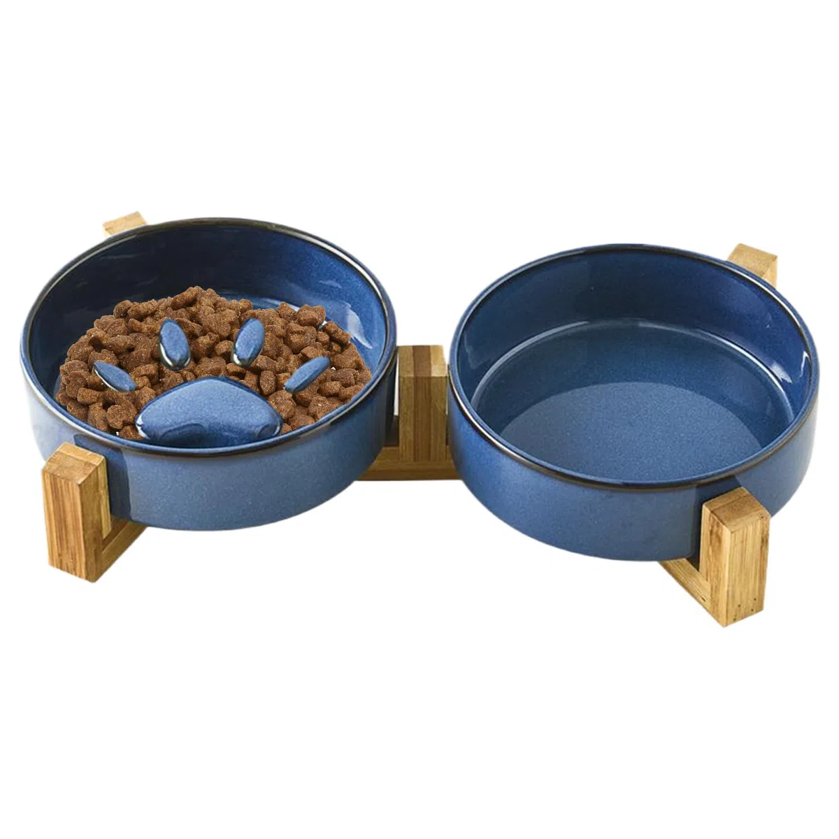 Cuencos Alimentación Lenta para Perros Soporte Mediano Comida Agua | Soporte Cuencos Perros Cerámica Antideslizante Huella Mono Estación Alimentación Mascotas Accesorios Plato Camp