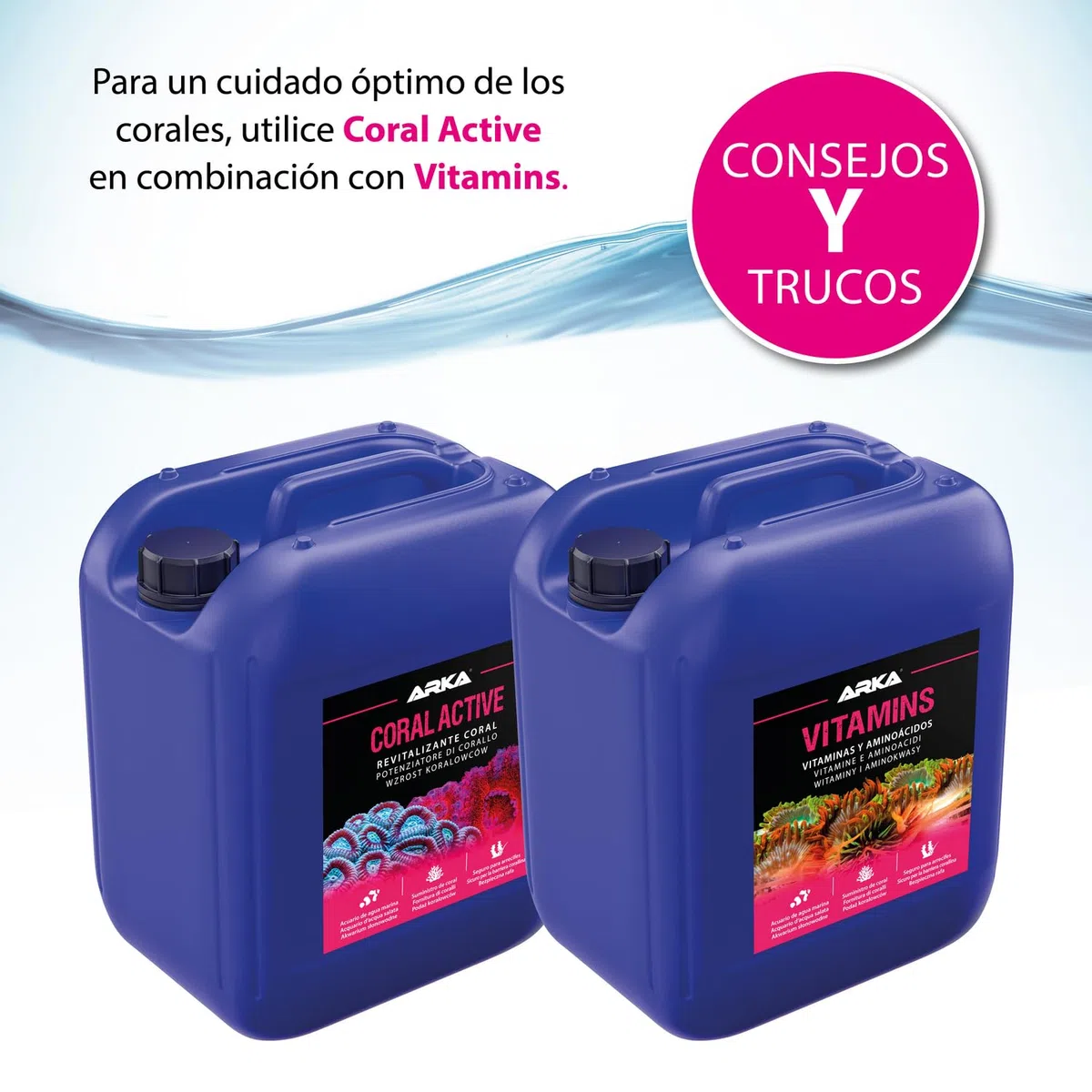 ARKA Vitamins - 5000 ml - Suplemento multivitamínico Incl. aminoácidos para Peces y corales, promueve la Salud y el Bienestar en el Acuario Marino.