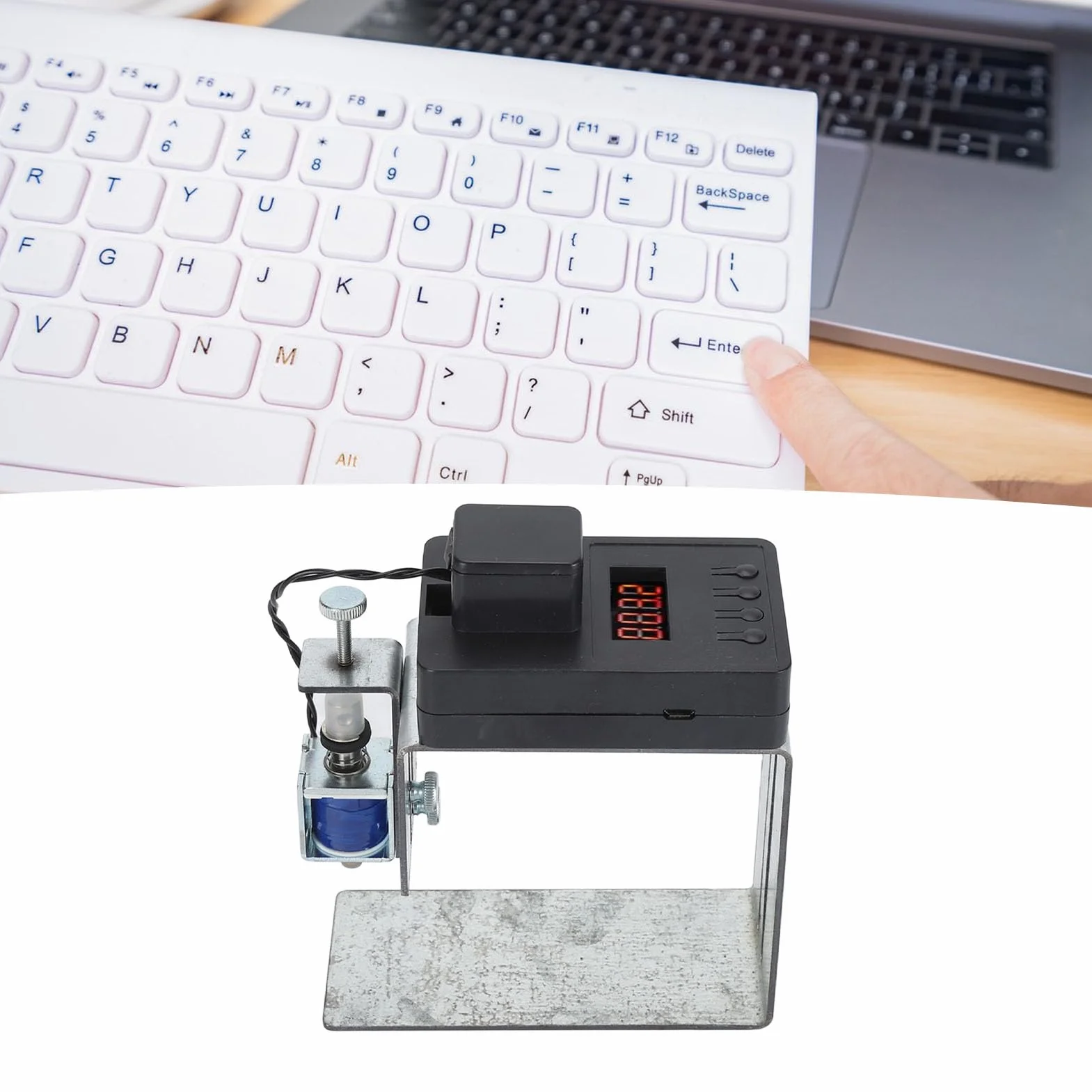 Clicker de Teclado Automático, Clicker de Teclado de Computadora de Altura Ajustable, Jiggler de Clicker Automático de Mouse Físico para Juegos, Herramienta de Automático