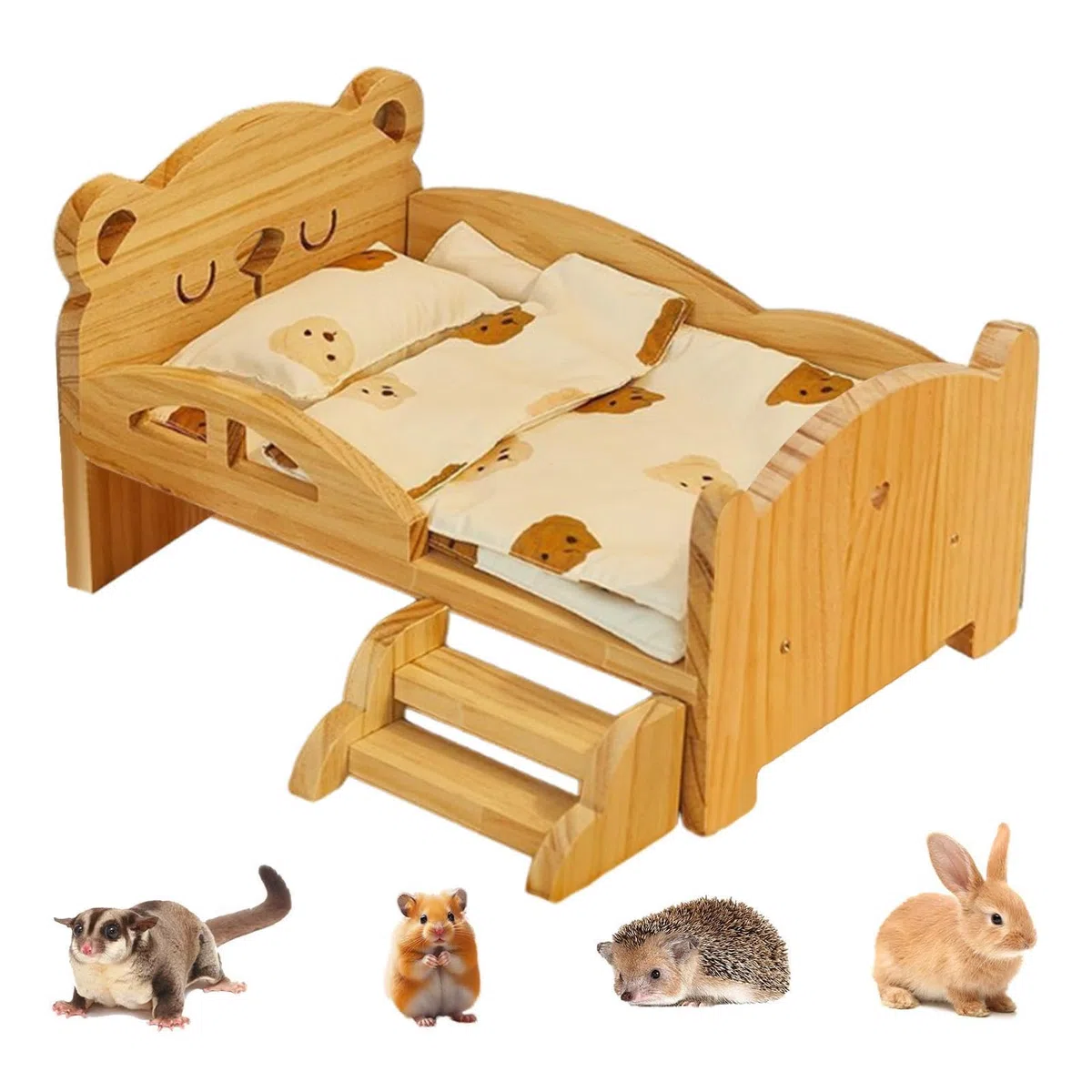 Cama de Hámster de Descanso de Madera de Animales | Cama Habitable de Madera para Pequeños Roedores Enanos Para Hámster Enano Hámster Común Chinchilla Conejo Erizo Hurón y