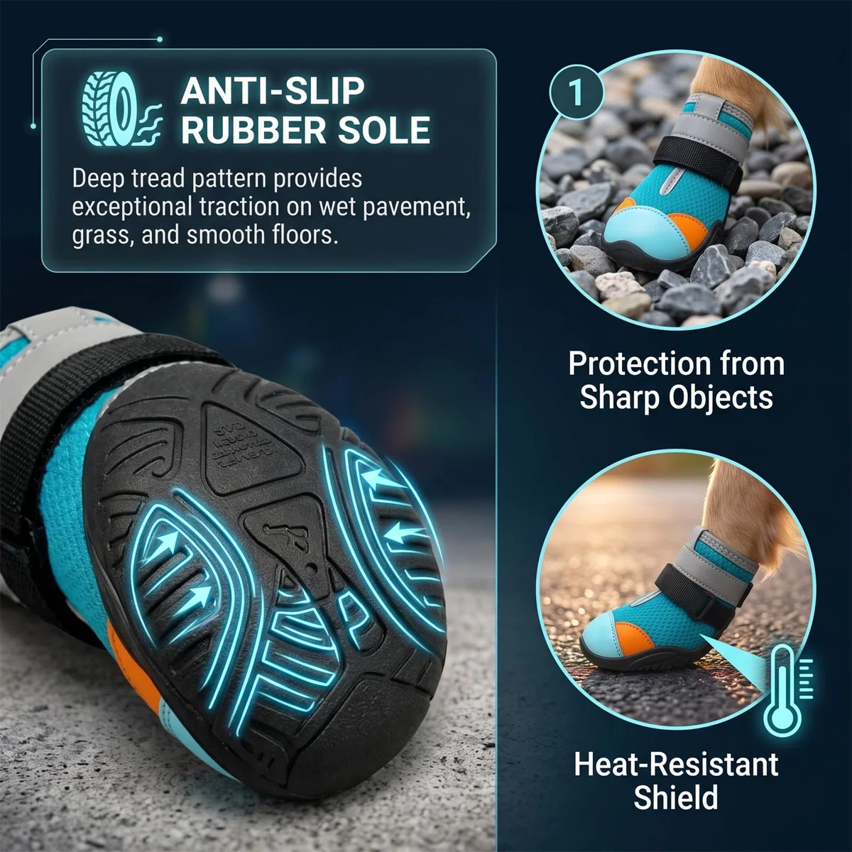 Light Up Shoes For Dogs,Breathable Mesh Non-Slip Dog Boots & Paw Protector
