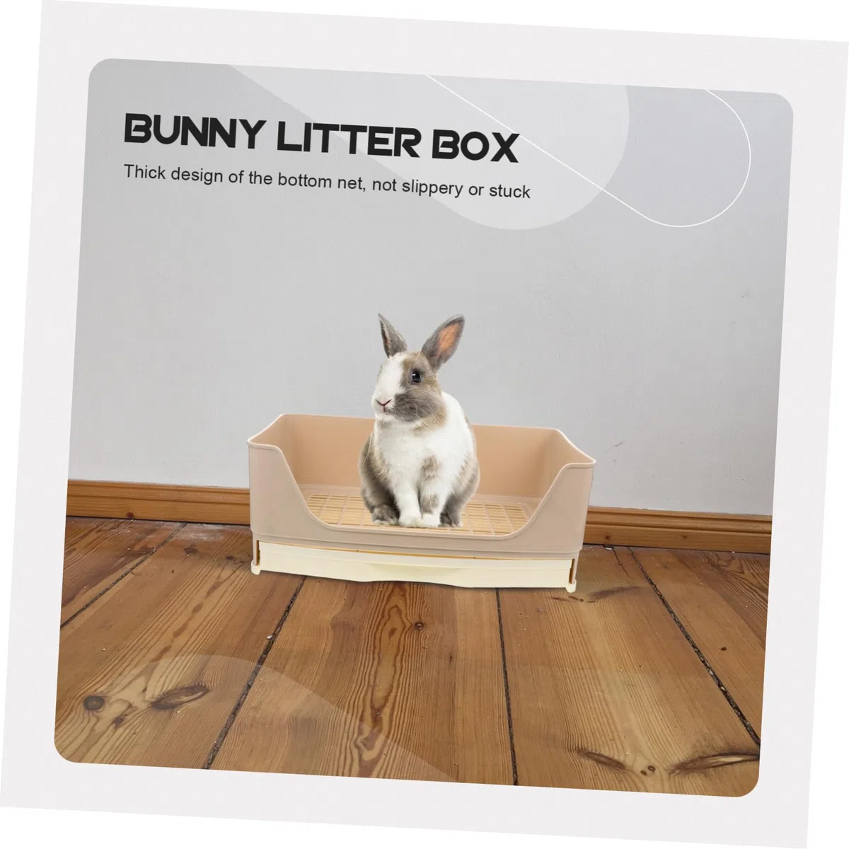 GALPADA Baño para Conejos Esquinero Grande de Plástico Beige para Mascotas