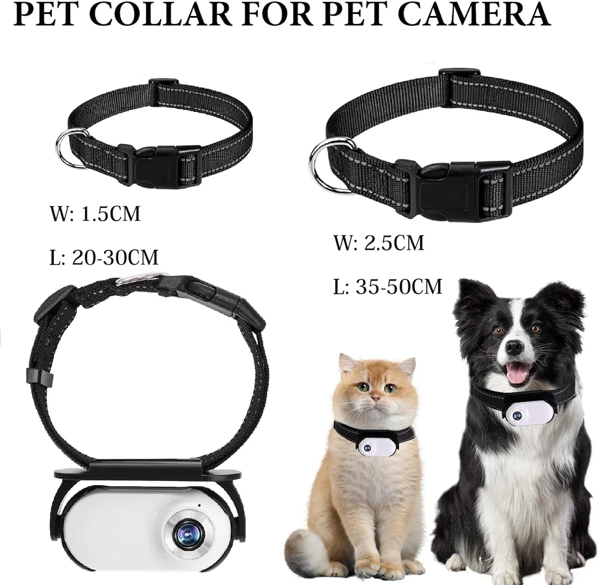 128G Blanco Gato Cámara Collar Cámara para Mascotas | Cámara para mascotas con pinzas de cámara para perros y gatos