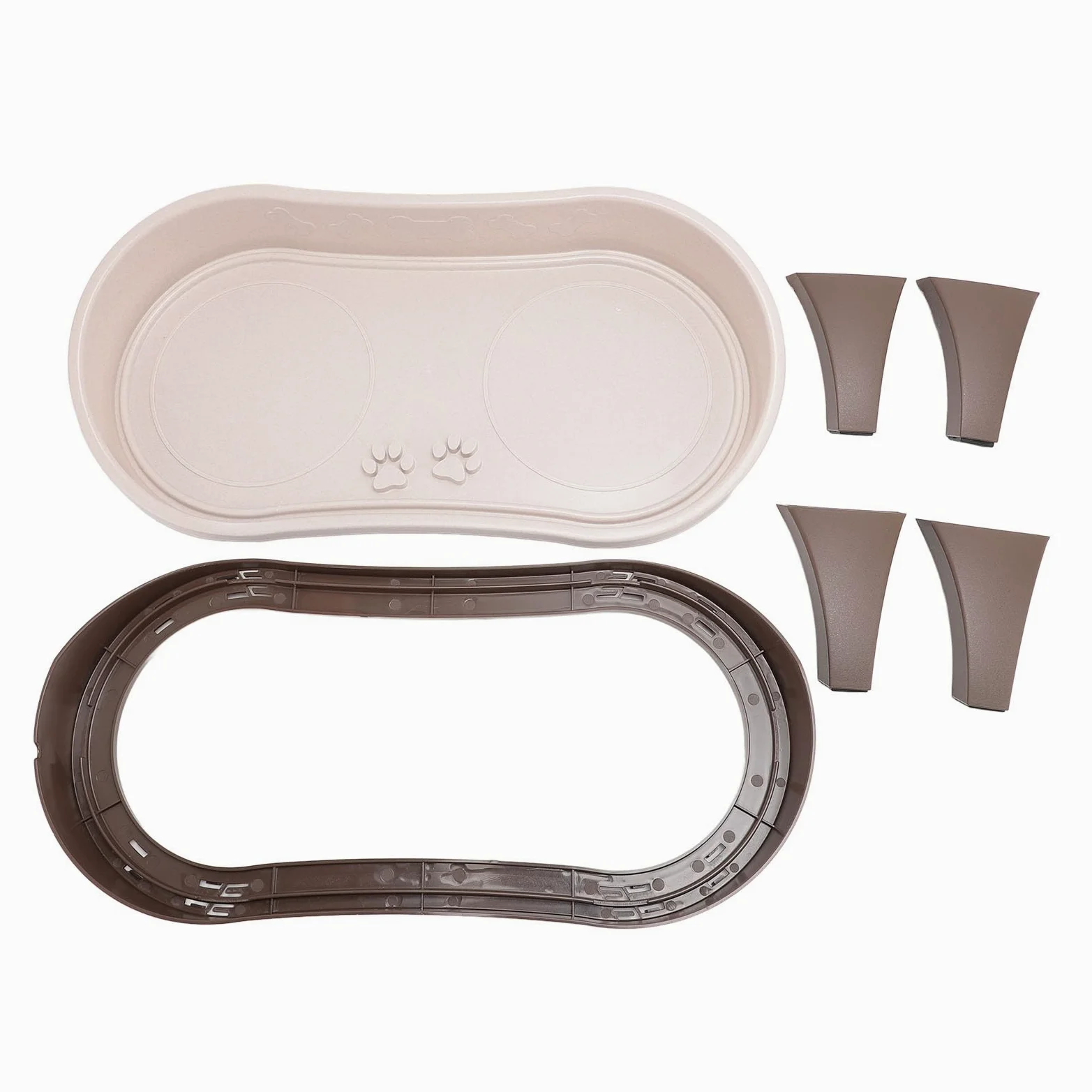 Cryfokt Bandeja de Alimentación para Mascotas Elevada, Fácil de Montar, Pies a Prueba de Arañazos, Protección para el Cuello, Soporte Elevado para Cuenco para Perros, Cantidad de Plástico