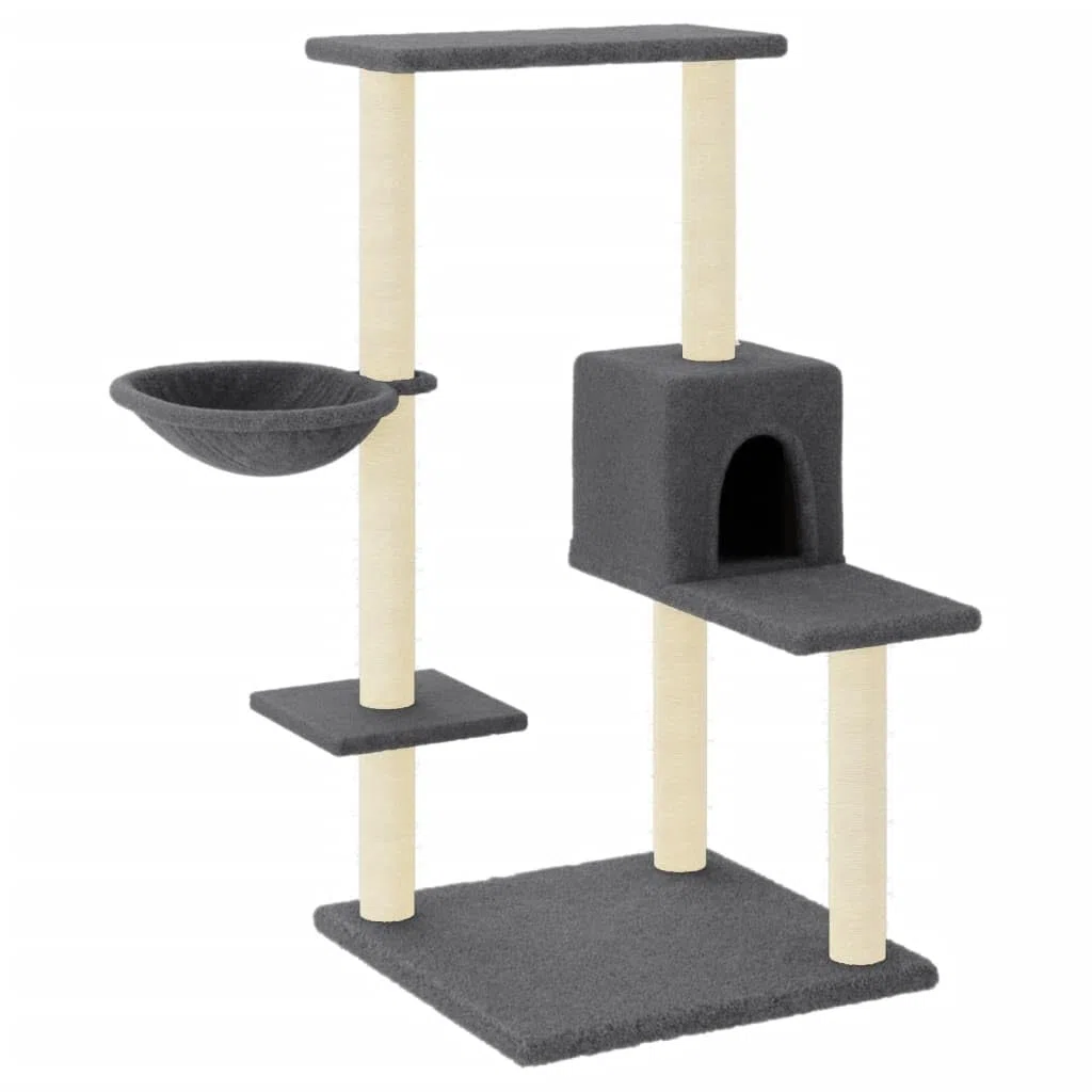 Rascador para Gatos con Postes de sisal Gris Oscuro 95 cm, CIADAZ Rascador Gato, Arbol Rascador para Gatos, Gatos Accesorios, Torre Gatos, Arranhador para Gatos, Casa para Gatos