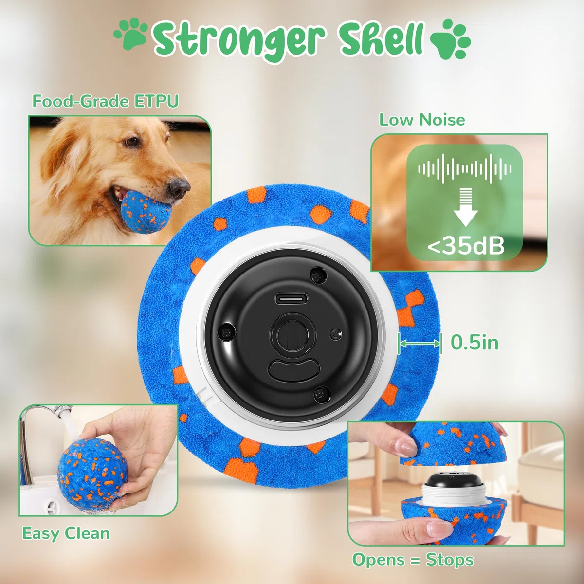 Juguetes interactivos inteligentes para perros, bola vibratoria para perros, juguetes eléctricos para masticar perros medianos y grandes, carcasa a prueba de masticaciones, movimiento