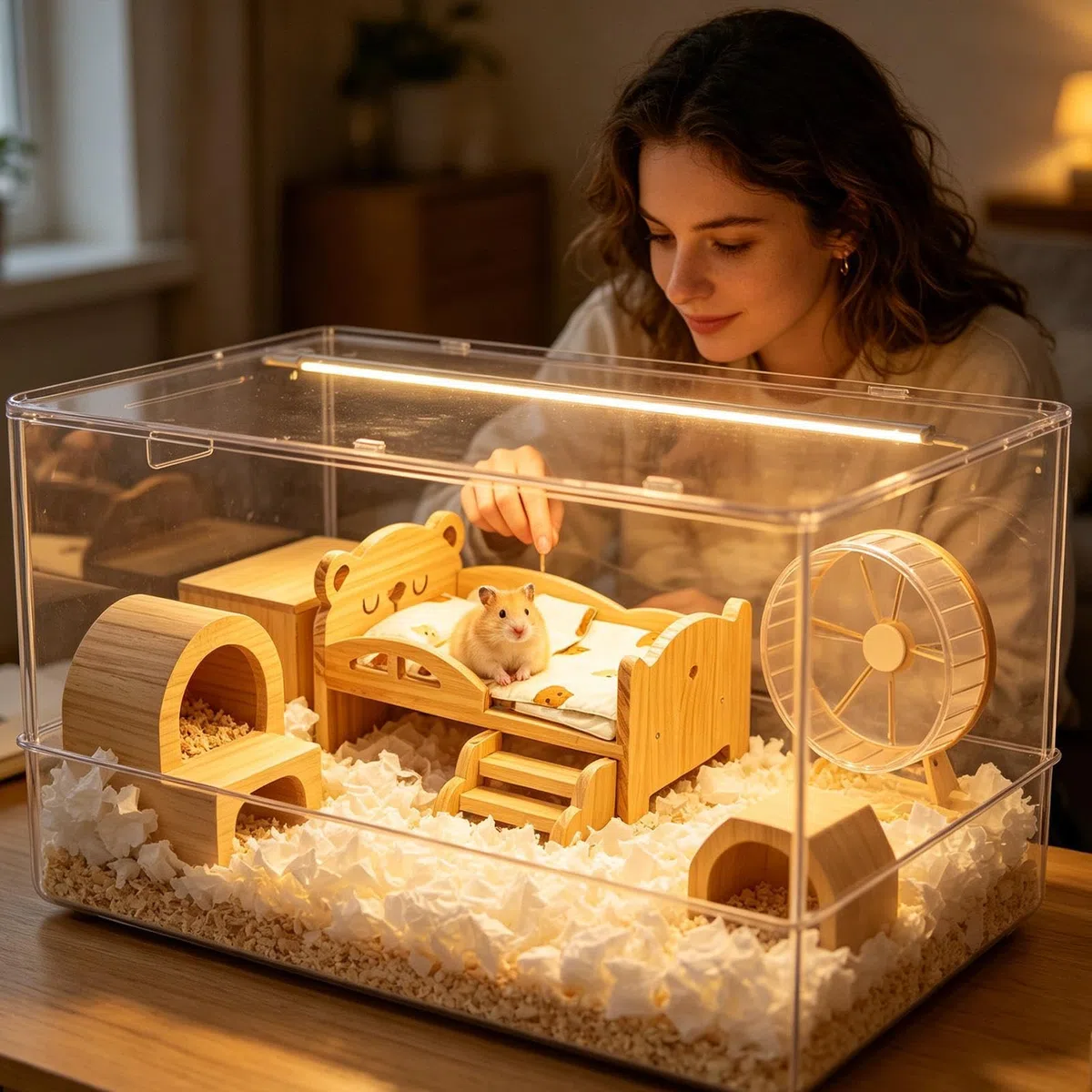 Cama de Animales Pequeños de Descanso y Reposo para Mascotas Pequeñas y | Cama Baja de Madera Natural para Jerbo Para Hámster Enano Hámster Común Chinchilla Conejo Erizo Hurón y