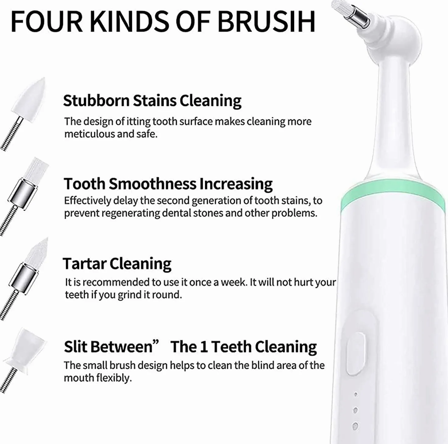 Cepillo de dientes eléctrico para mascotas, herramienta de limpieza de boca de perro, cepillo de dientes ultrasónico para perro con 4 cabezales de cepillo para borrador de manchas, pulidor de dientes
