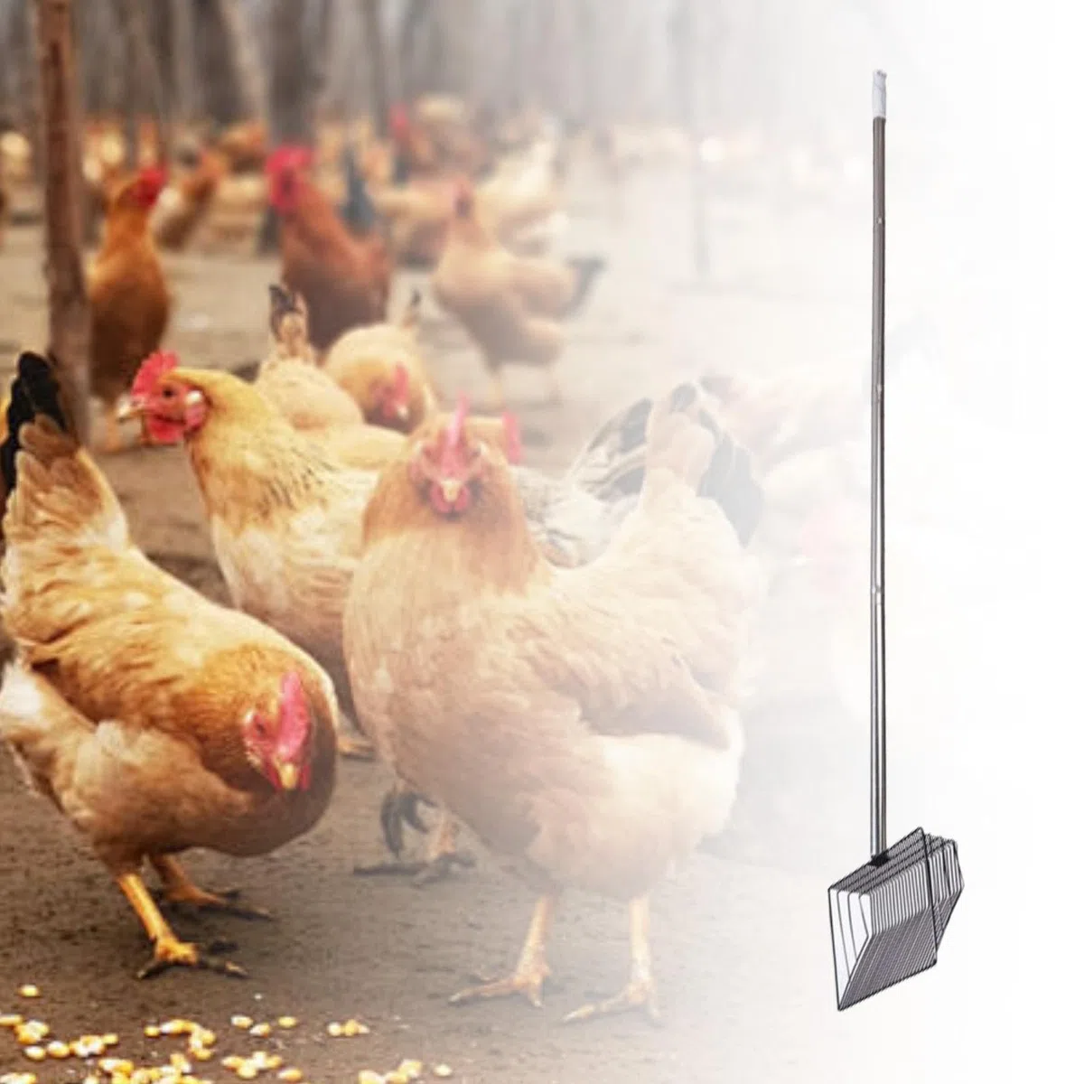 Paleta para Arena de Gato de Metal Separador de Residuos Accesorio para Gallineros Mango Ajustable Ergonómico Fácil de Colgar Adecuada para Mascotas G, 139 Cm