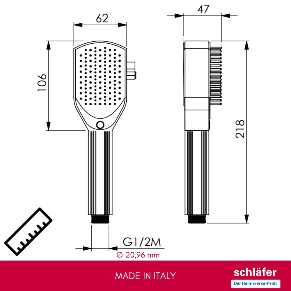 Schläfer 1303900 | Cabezal de ducha con cepillo y lima para mascotas | Cepillo de baño y peine para perros, gatos | Cabezal de ducha, pulverizador en ABS cromado
