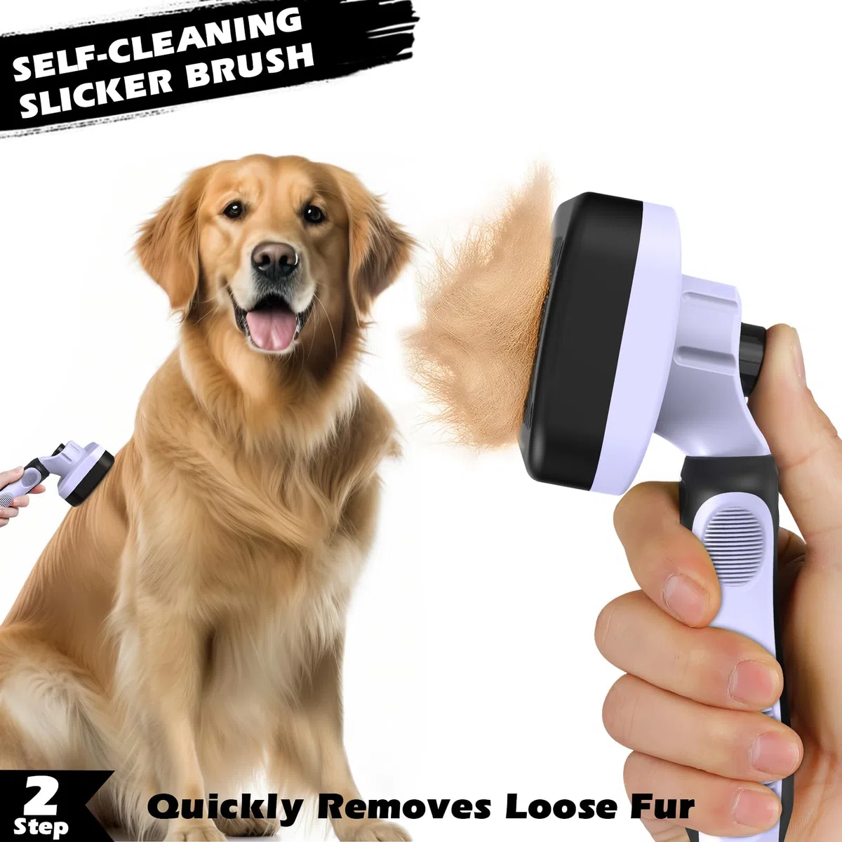 Augwind 3 cepillos para perros I Cepillo para perros para desprendimiento I Cepillo de baño para perros I Cepillo para perros I Peine para perros I Suministros premium para mascotas (morado claro)
