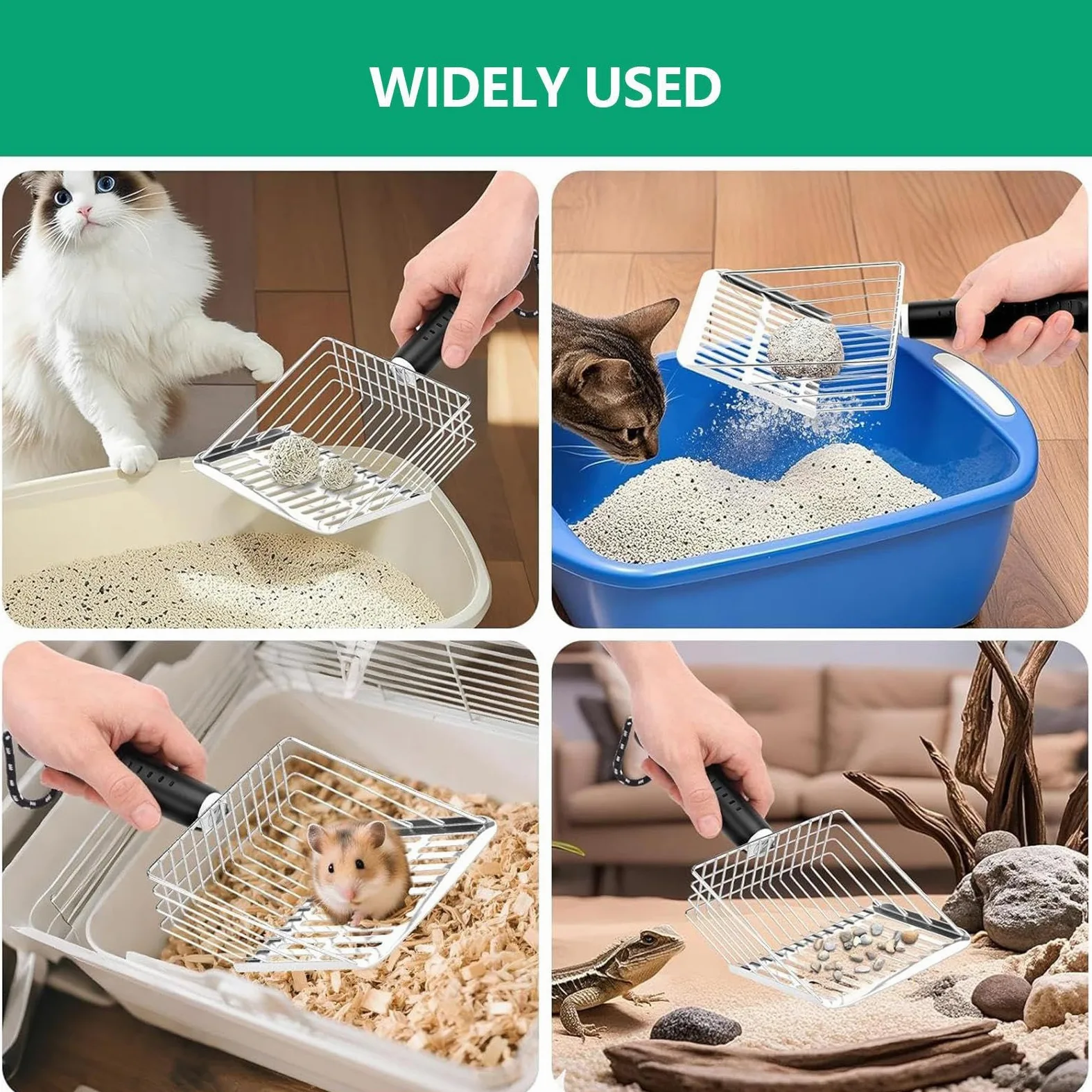 Pala para Arena de Gatos, Recogedor de excrementos Gato con Soporte, Herramienta Limpieza rápida for Gatitos, Conejos, Pollitos y Perros