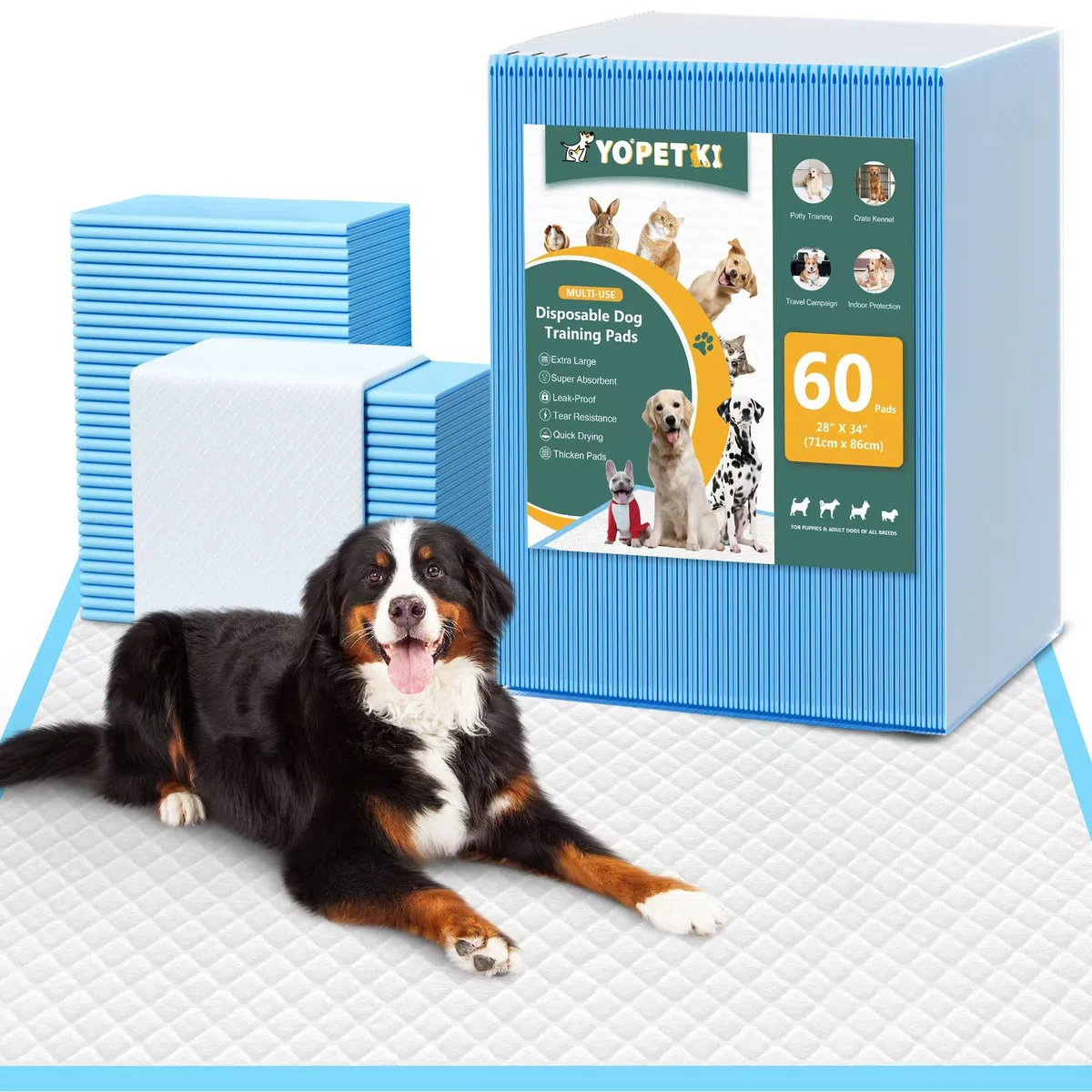 60 almohadillas para orina de perro, extragrandes, 28 x 34 pulgadas, súper absorbentes, almohadillas desechables para entrenamiento de perros, de secado rápido y a prueba de fugas, para perros,