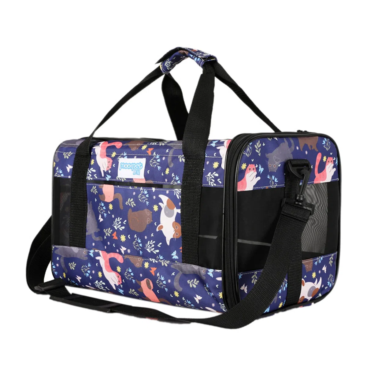 PETCUTE Transportin Gato Plegable,Aprobado por Aerolíneas,Bolsa de Transporte para Mascotas Transpirable con Colchón Suave,Transportadoras para Perro con Correa De Hombro Ajustable,Viajar en Tren,M