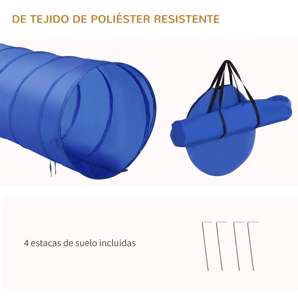 PawHut Set de Entrenamiento de Agilidad para Perros Obstáculos de Salto con Altura Ajustable Túnel para Perros y Bolsa de Transporte Azul y Amarillo