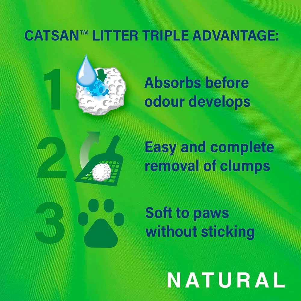 Catsan Natural - Arena para Gatos Biodegradable. Neutralización eficaz del Olor y la Humedad