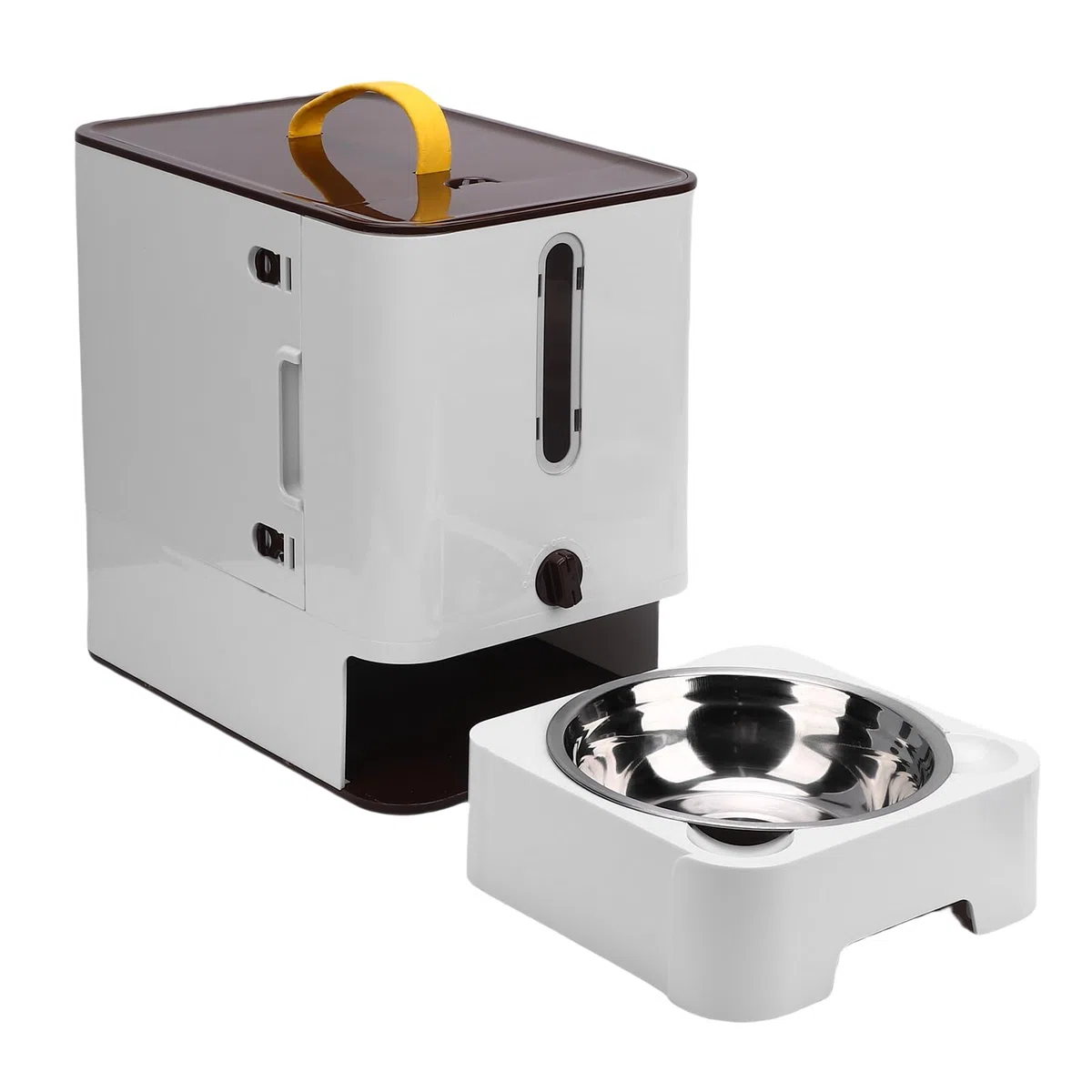 Fabater Contenedor de Almacenamiento Multifuncional con Alimentador para Mascotas con Temporizador Inteligente con Diseño de Sellado, Complemento Práctico para Accesorios para Mascotas, (Marron