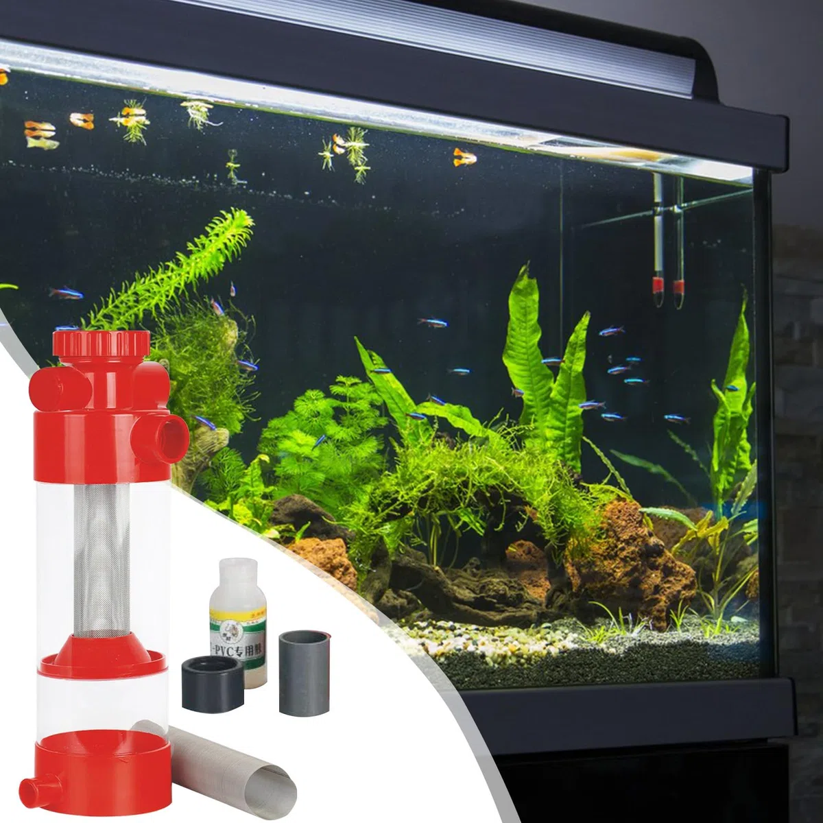 Recolector De Excrementos De Pescado Separador Filtro de Excrementos para | Equipo de Limpieza, Separador Externo para Peceras y Acuarios