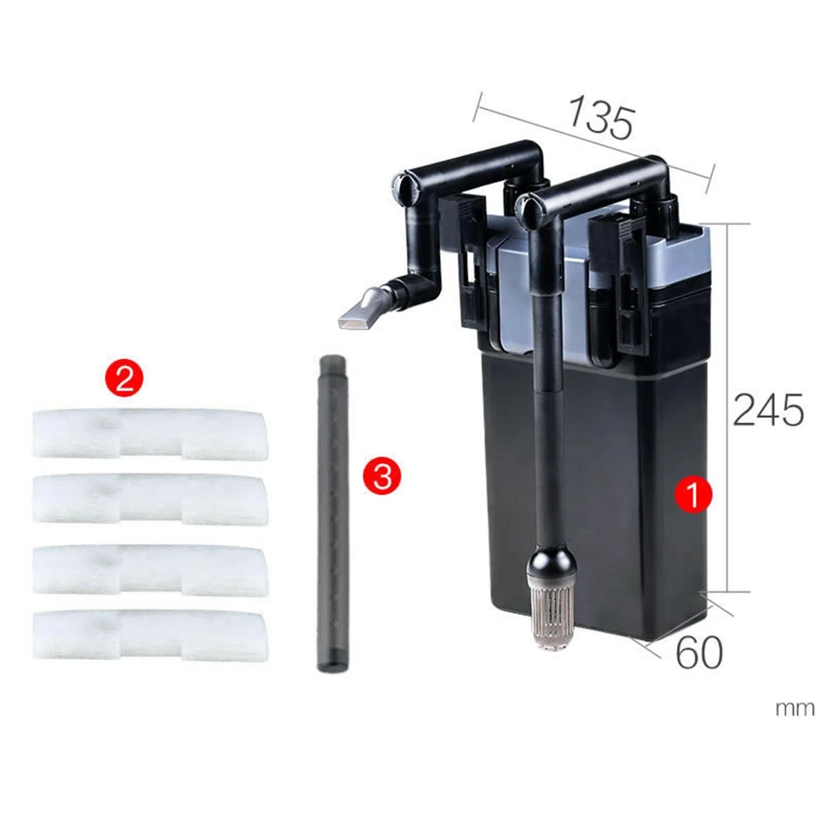 Filtro Externo para Acuario, Filtro Colgante Montado en La Pared, Filtro Sumergible para Pecera para Pecera de 20-80 Cm, 135x245x60mm