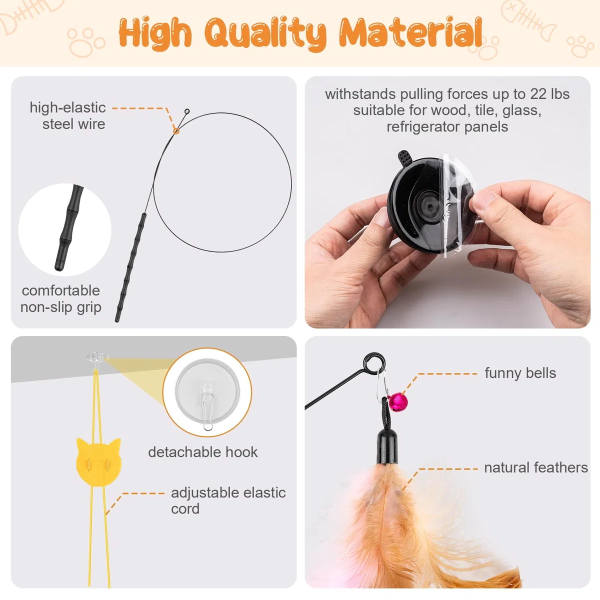 Depets Juguete de varita para gatos, 15 piezas de juguetes interactivos de plumas para gatos, juguete para gatos de interior, 2 modos de juego, varita de juguete para gatos, juguetes reutilizables con