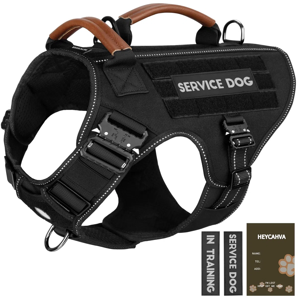 Arnés táctico para perros de servicio para perros medianos y grandes (negro, M)