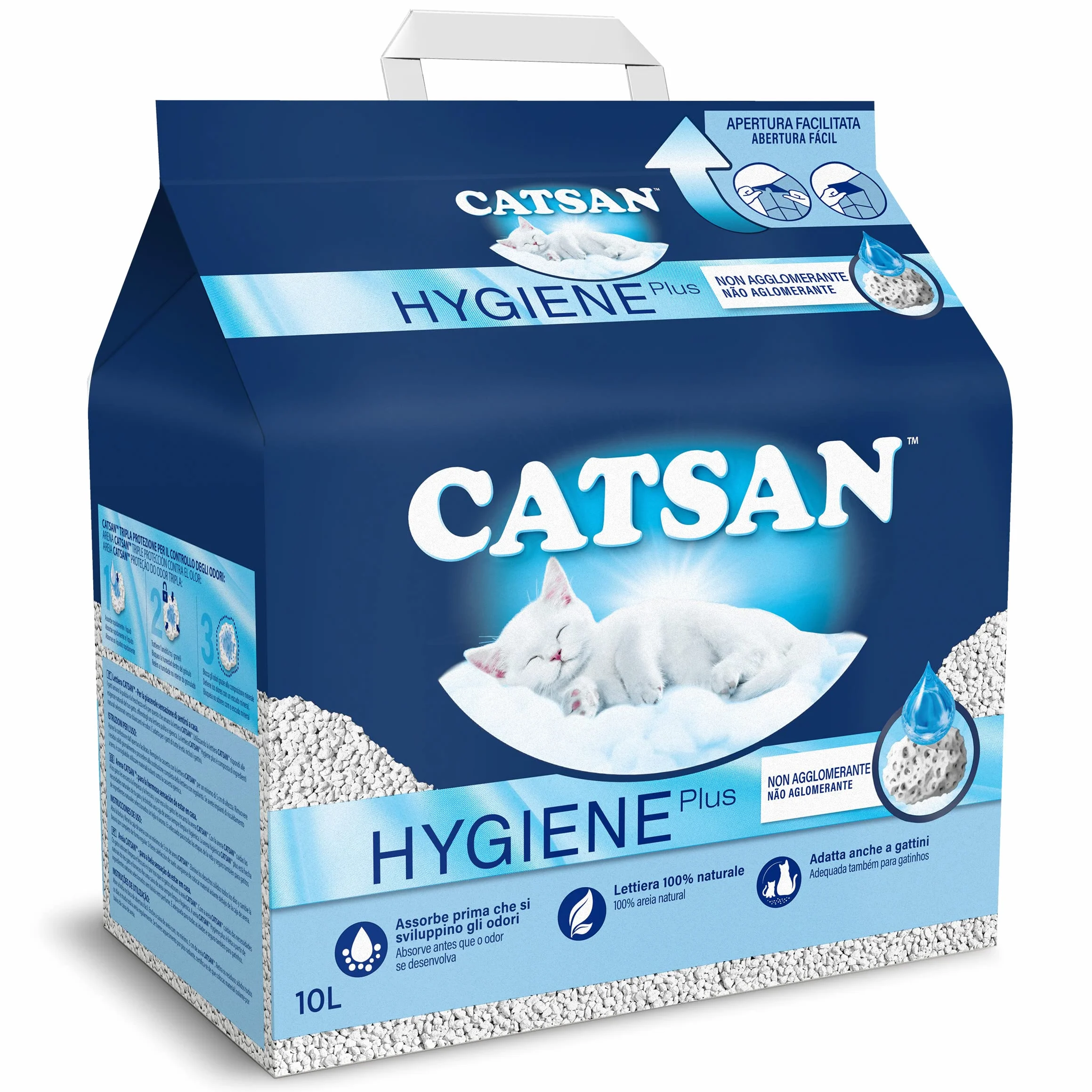 Catsan Arenero Higiene, 10 litros x 4, no aglomerante