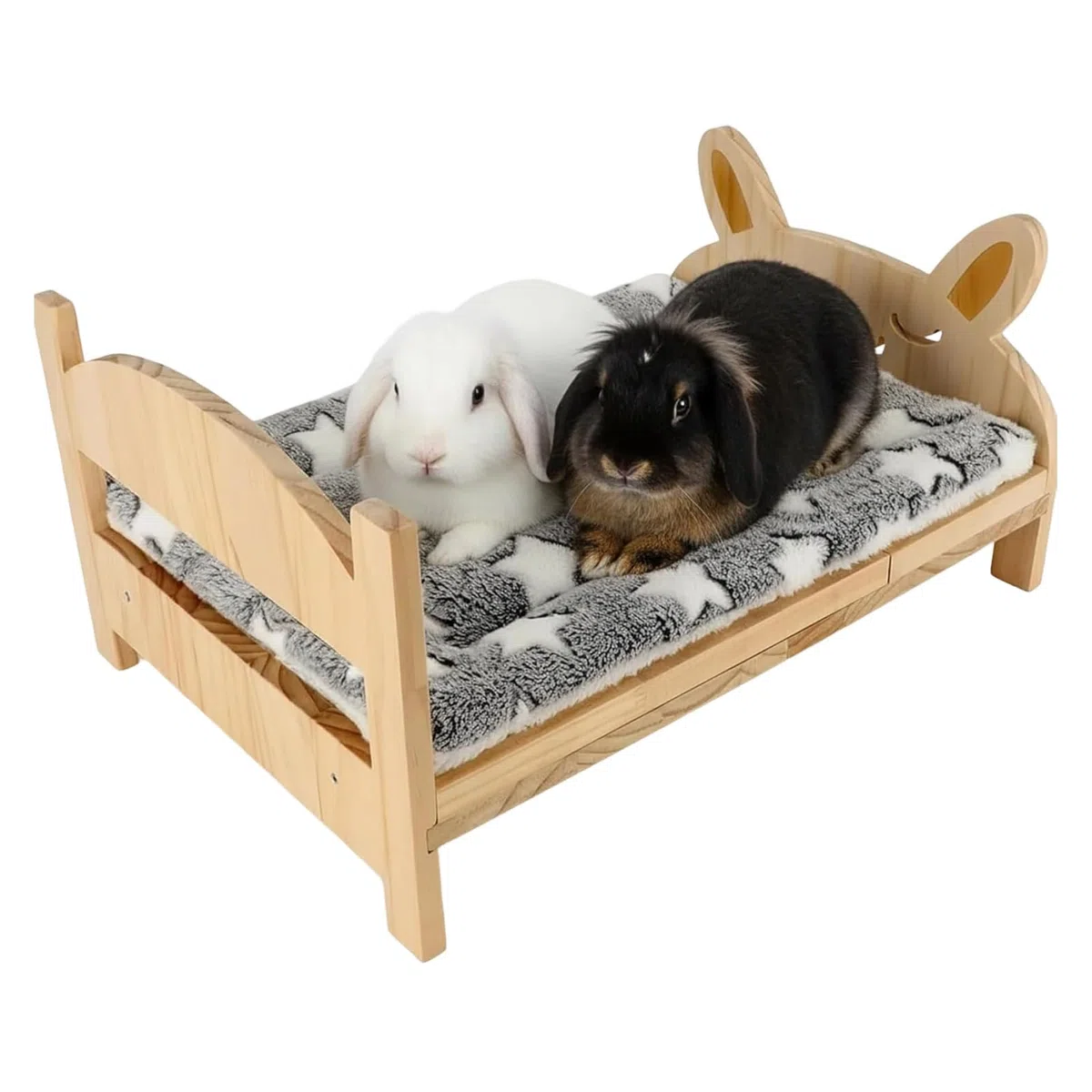 Camas Bunny,Pequeño Hábitat de Mascotas con Cojín Suave | Cama de Madera