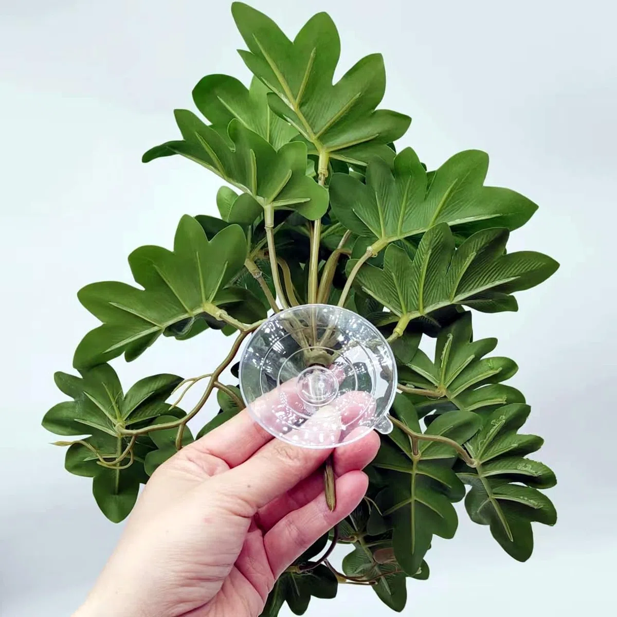 Plantas de reptiles para terrario, decoración de hábitat de anfibios, plantas colgantes artificiales con ventosa, plantas artificiales para Gecko, camaleón, serpiente, tortuga, tanque, accesorios,