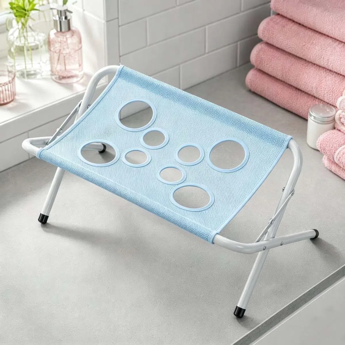 Silla para BañAr Perro Correa Ajustable para Sujetar A La Mascota Silla para BañAr Perro Apertura De Ocho Agujeros Soporte para BañO De Perros Adecuado para Gatos y Perros,Gray
