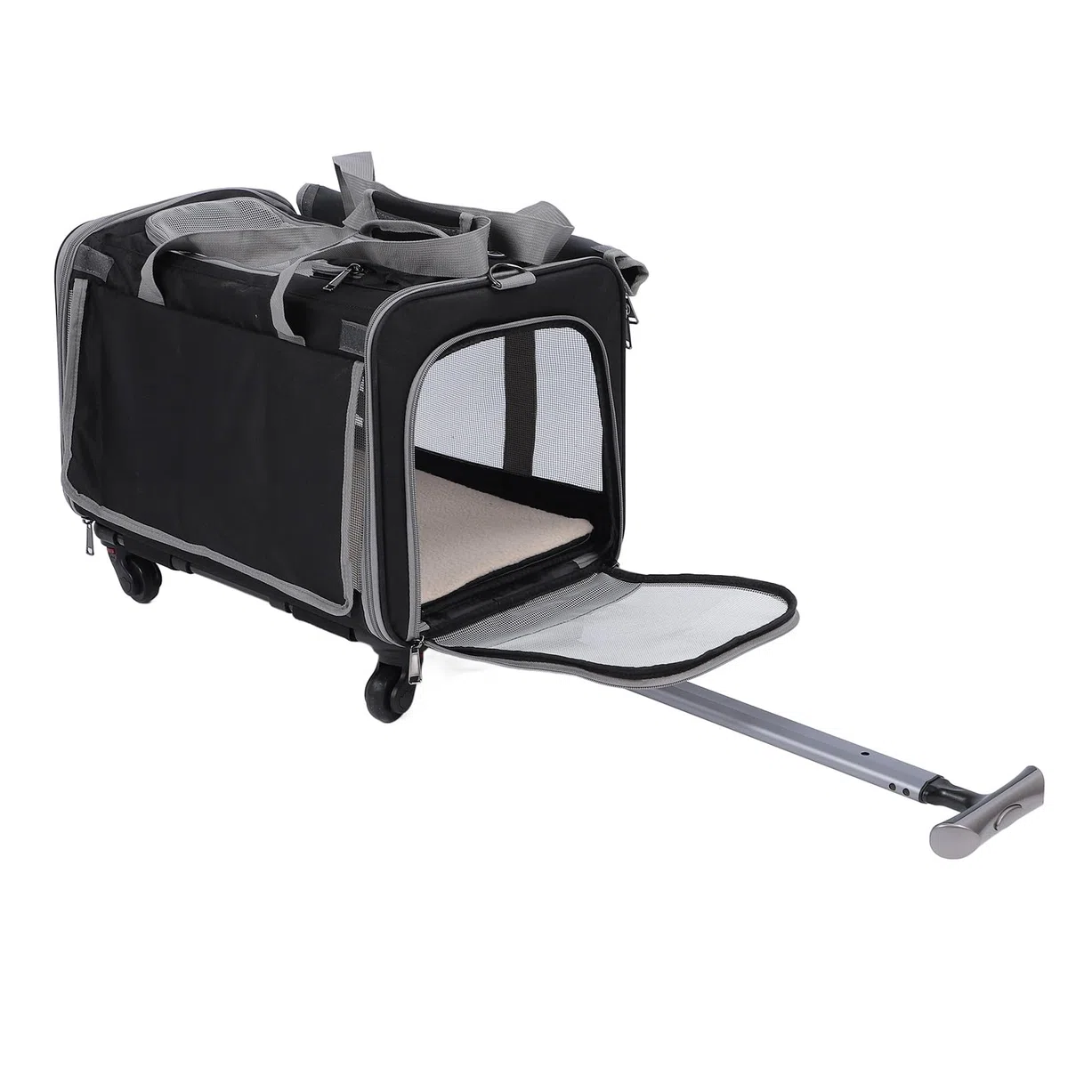Transportín para Mascotas con Ruedas, Aprobado por Aerolíneas y TSA, Bolsa de Viaje Suave Plegable para Gatos/Perros, Mochila con Ruedas para Mascotas, Adecuada para Perros