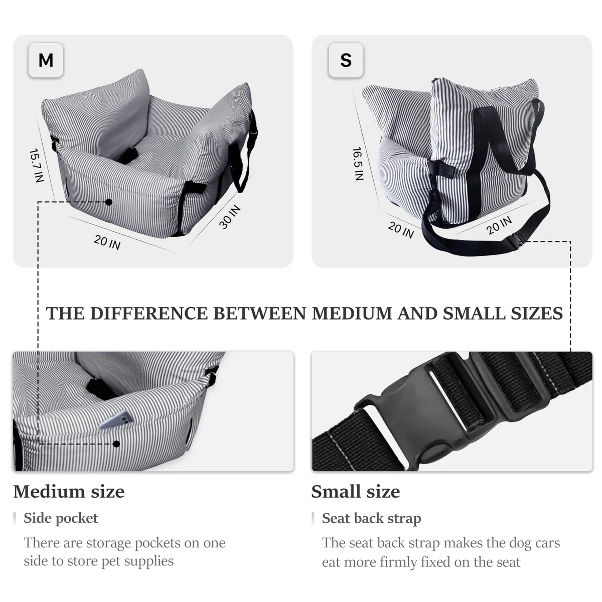 Johnear Asientos para automóviles de Mascotas，cojín para Perros medianos Perros, Cama para Gatos, Cama de Viaje con Correa de Seguridad, extraíble y Lavable, Bolsa de Transporte para Mascotas
