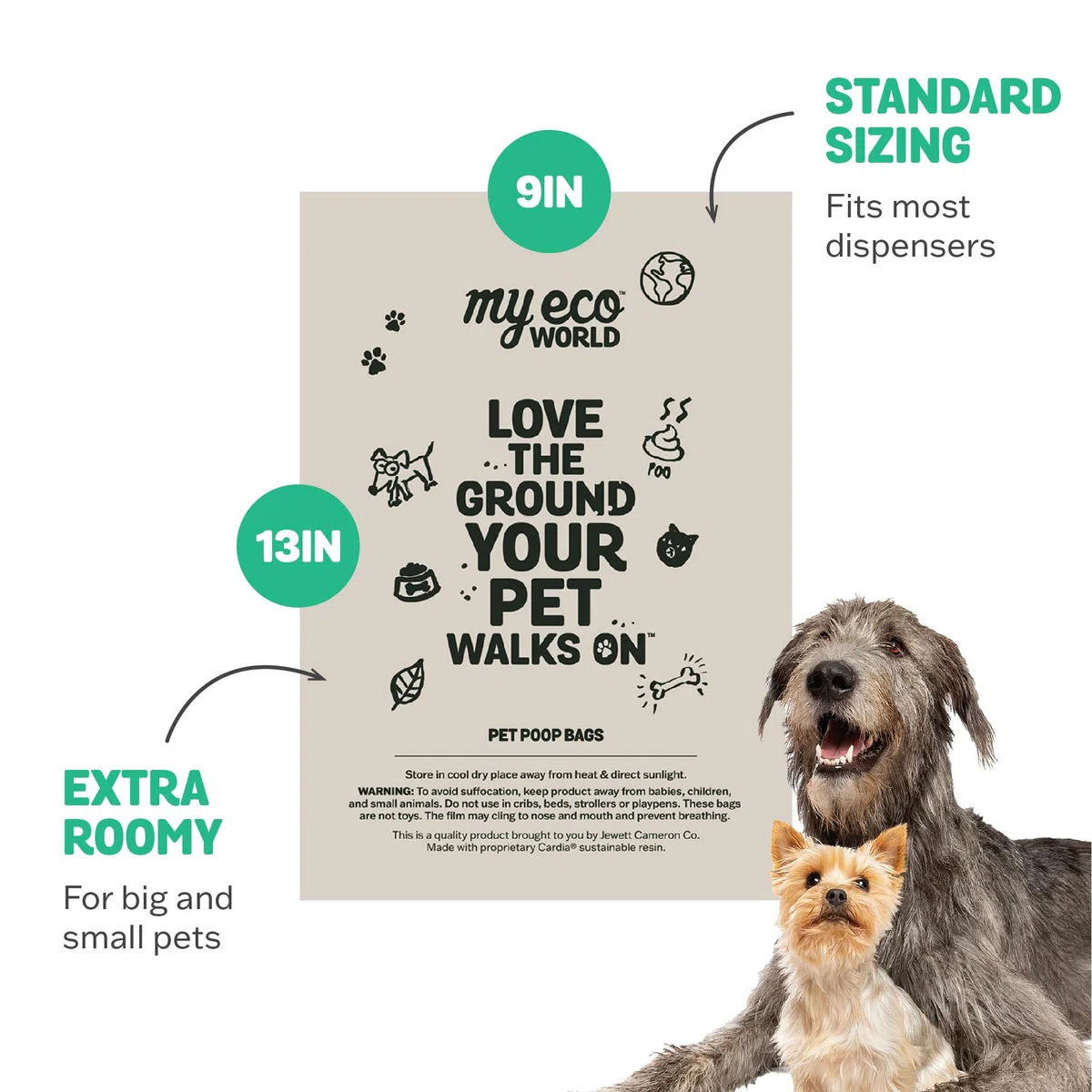 Bolsas para excrementos de mascotas, fabricadas con maíz y otros materiales compostables certificados, rollos de bolsas para excrementos de perro, 60 bolsas, 4 rollos, extrafuertes, a