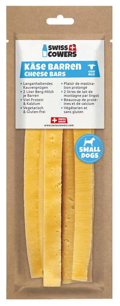 Swiss Cowers - Lingote de queso original | 100% leche suiza | huesos masticables de queso | cuidado dental | placer masticable duradero | único y delicioso | el original de Suiza (perros pequeños)