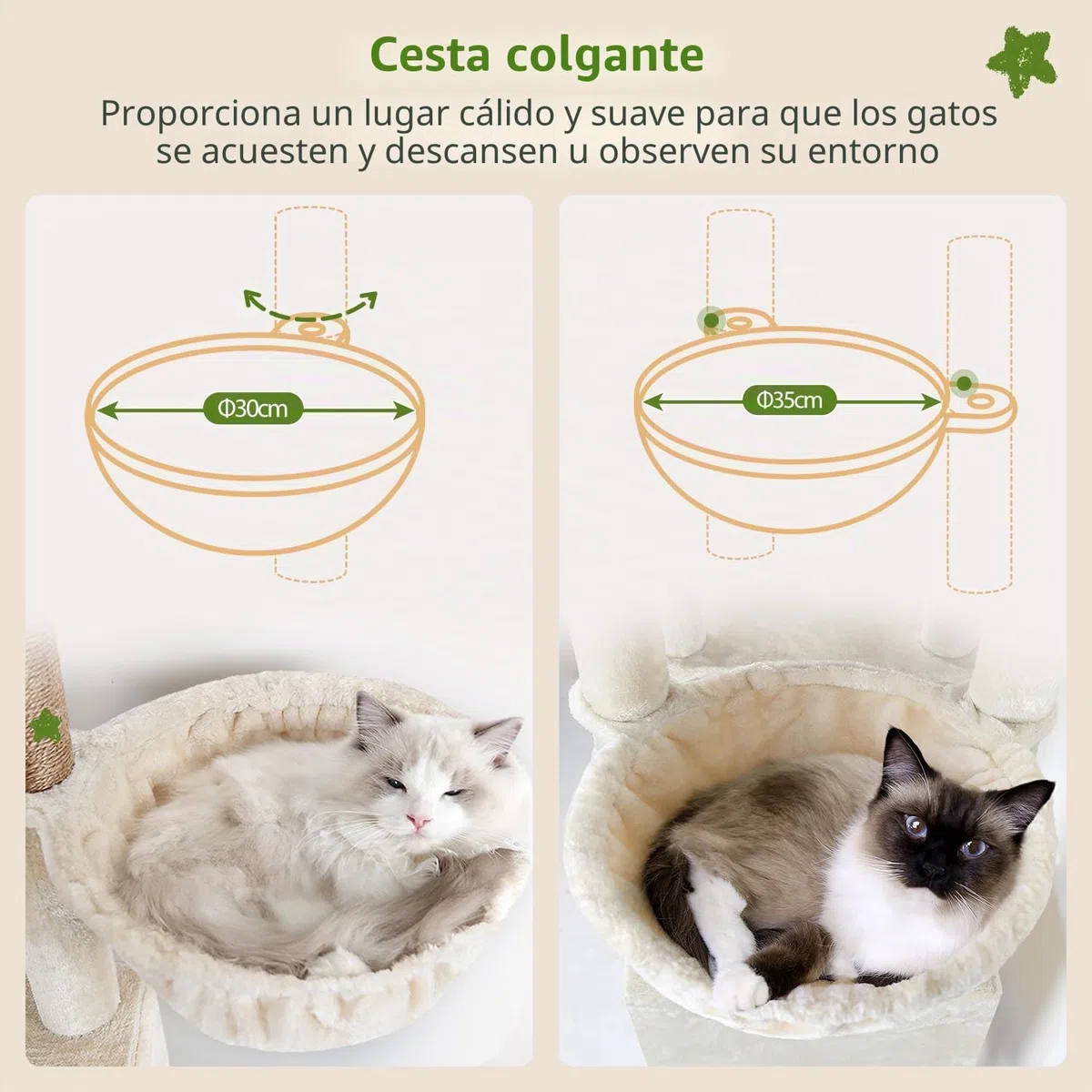 Globlazer Árbol Rascador Beige XL Estable 180 cm para 2-5 Grande Gatos S69B | Castillo Gato con 2 Grandes Nidos, Tabla Rascar Sisal, Plataformas Acolchadas, 2 Cesta para Gatos Grandes Descansar Jugar