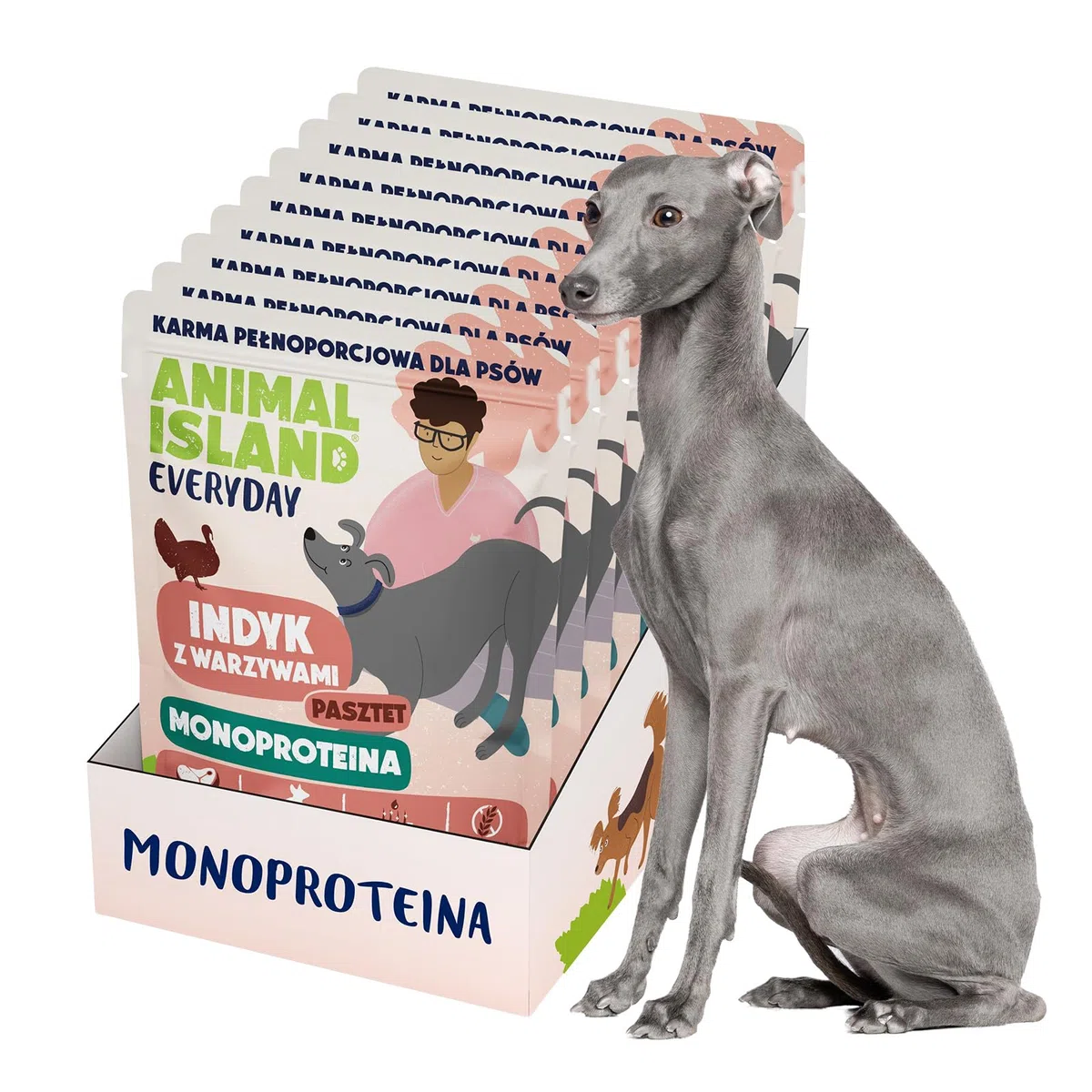 Animal Island Everyday Comida Húmeda Monoproteína para Perro Adulto Paté de Pavo con Verduras Bolsita Sin Cereales, 9 x 300g